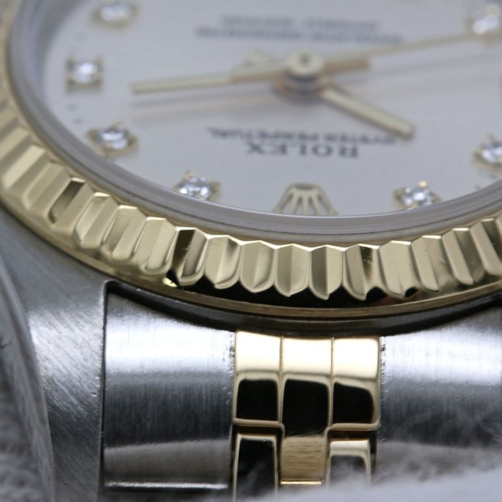 ROLEX Oyster Perpetual 11P Diamond 76193G Women's Watch SSx18K Yellow Gold 40581 — Good