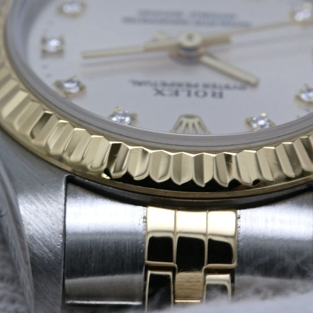 ROLEX Oyster Perpetual 11P Diamond 76193G Women's Watch SSx18K Yellow Gold 40581 — Good