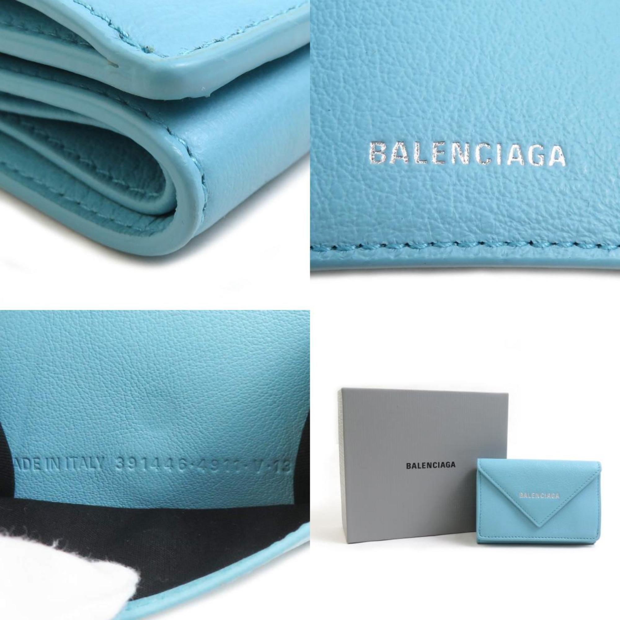 Balenciaga BALENCIAGA Tri-fold Wallet, Light Blue Leather, Unisex, r10927g