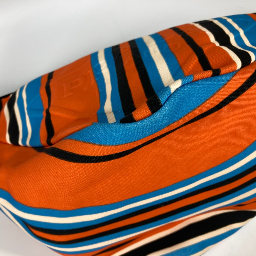 PRADA 2VY007 stripe bag crossbody Shoulder Bag Orange Blue x Black — Like New