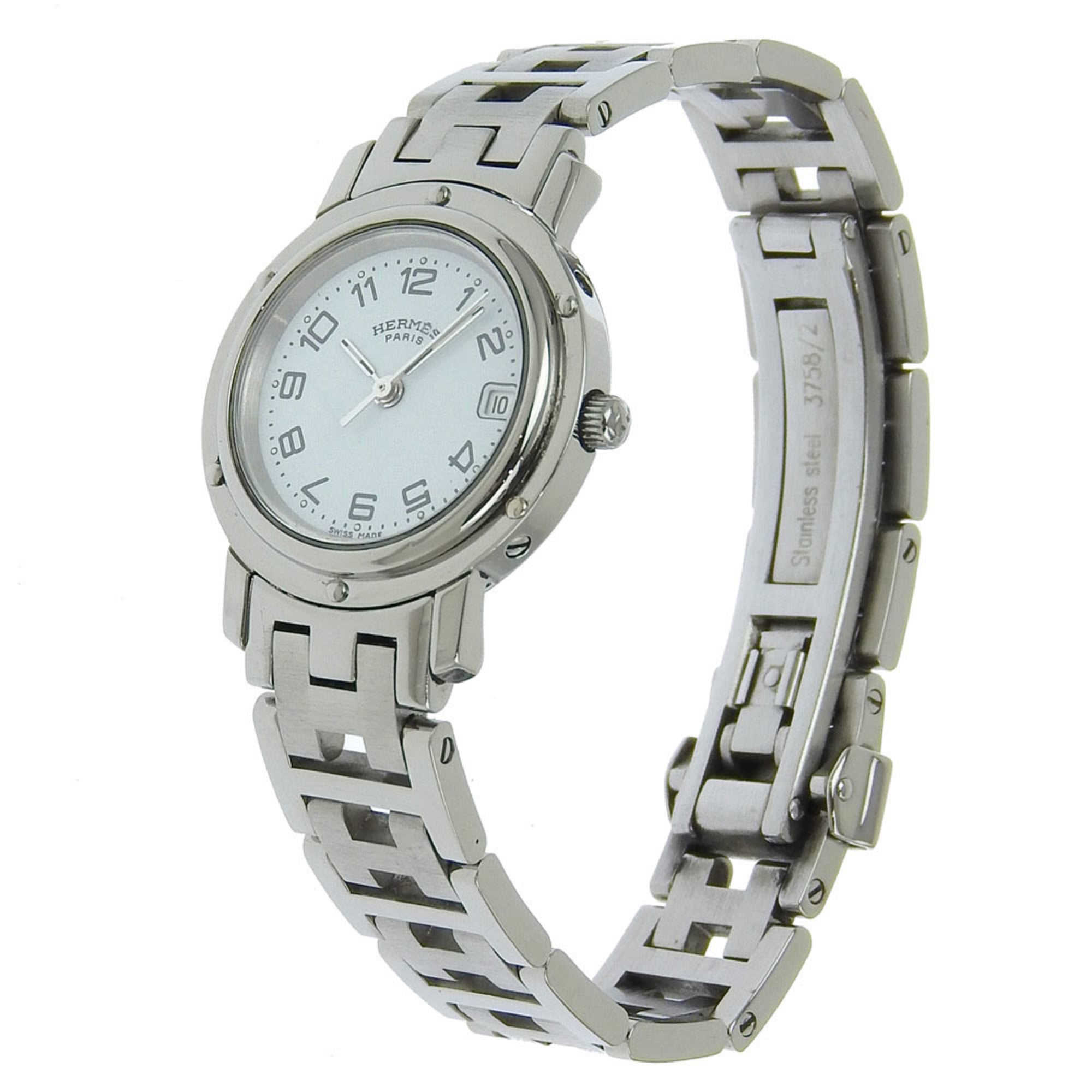 Hermes HERMES Clipper Watch CL4.210 Stainless Steel Quartz Analog Display White Dial Women's S212224805 — Good