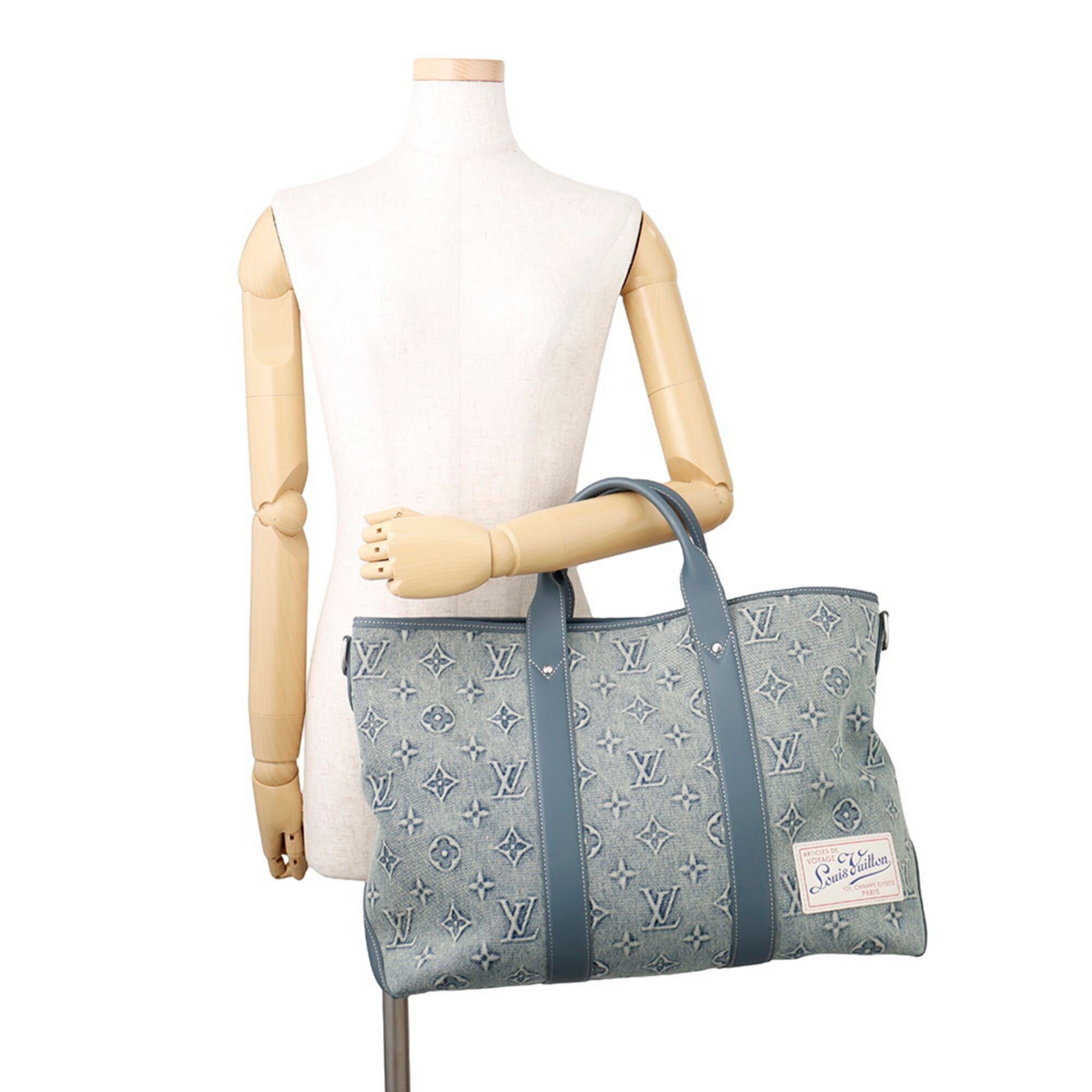 Louis Vuitton Monogram Washed Denim Weekend Tote NM M22537 2023 Men's Bag Handbag LOUIS VUITTON — Like New