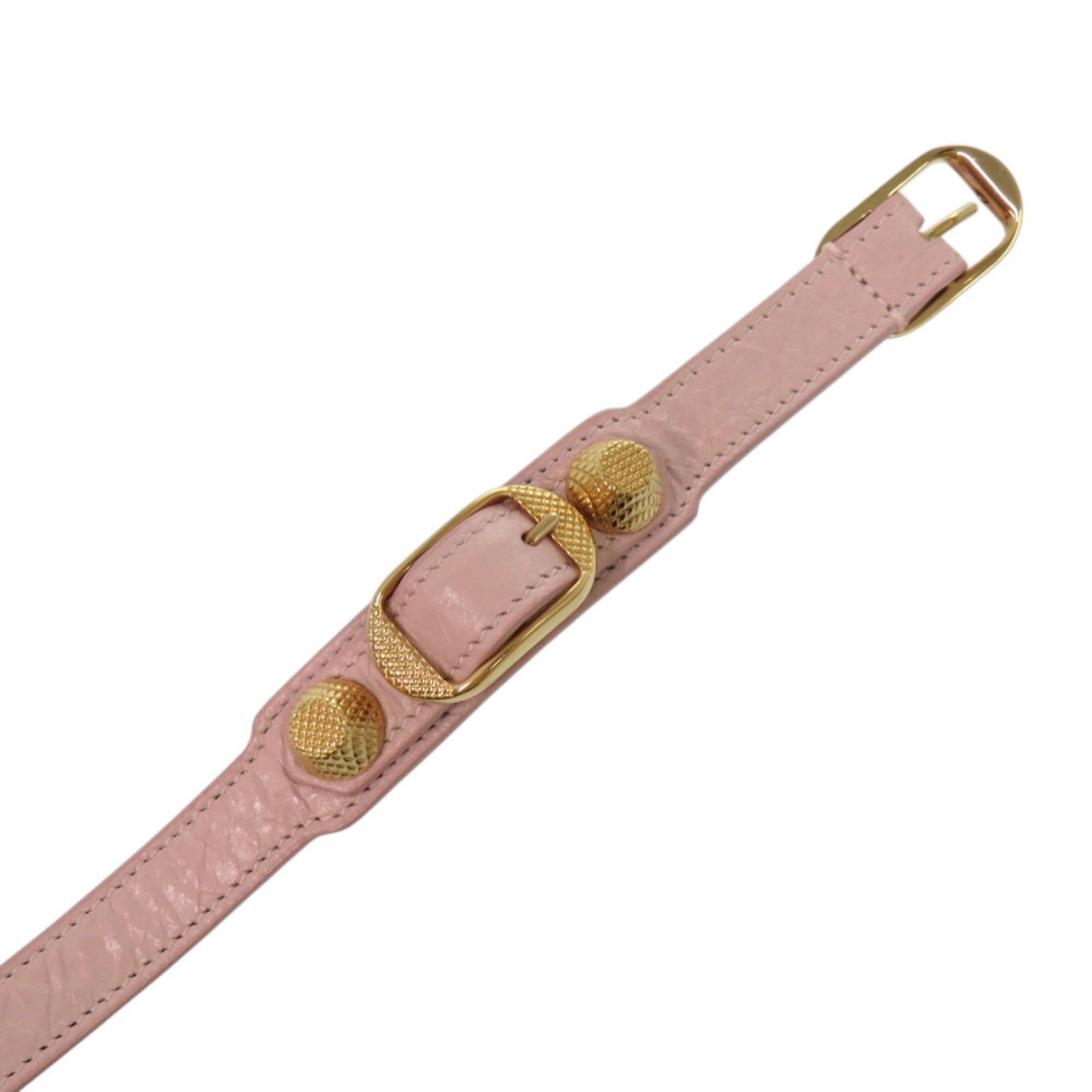 Like new Balenciaga 3-row Giant Stud Bracelet 236345 Leather Pink 1562BALENCIAGA — Like New