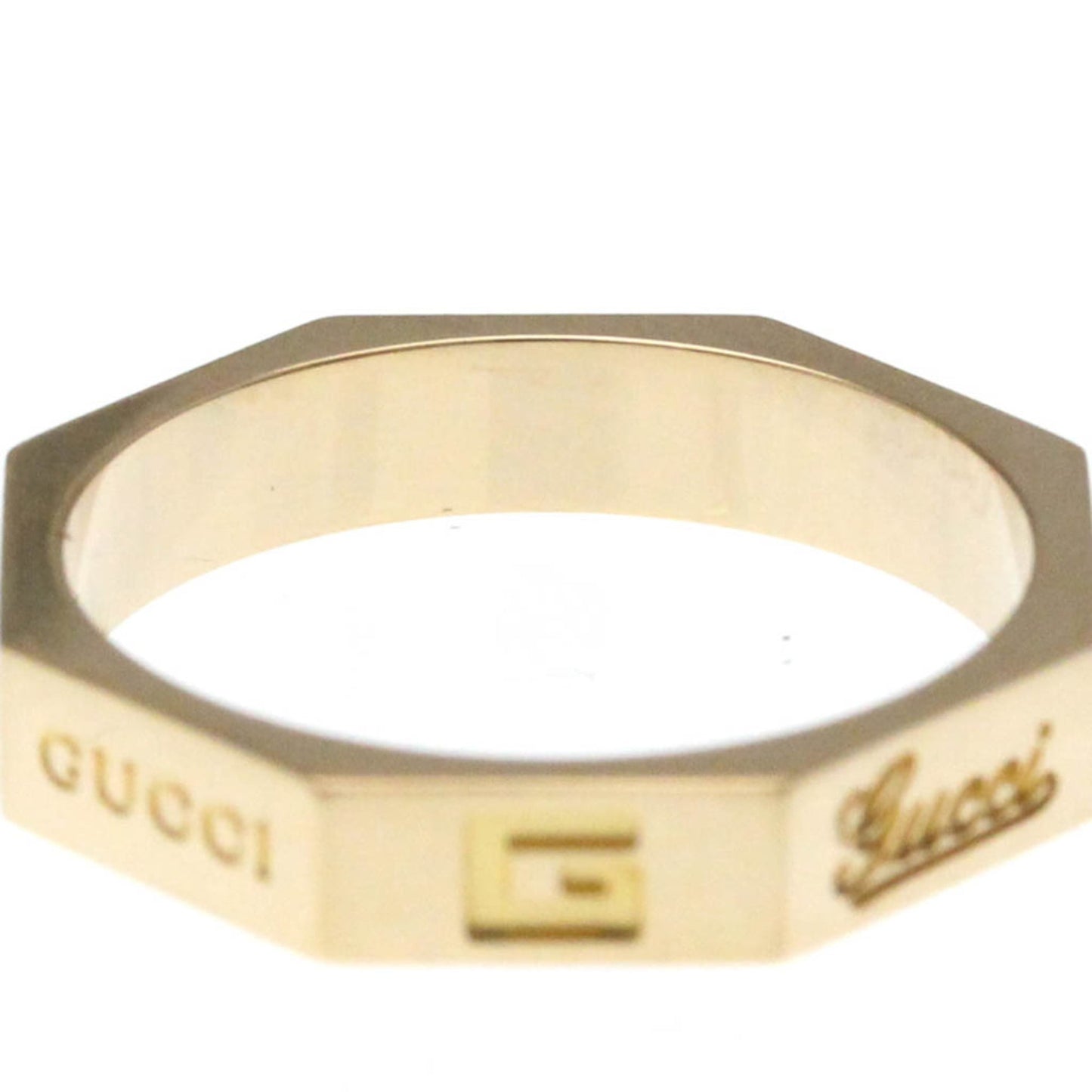 Gucci Octagonal Ring Pink Gold (18K) Fashion No Stone Band Ring Pink Gold