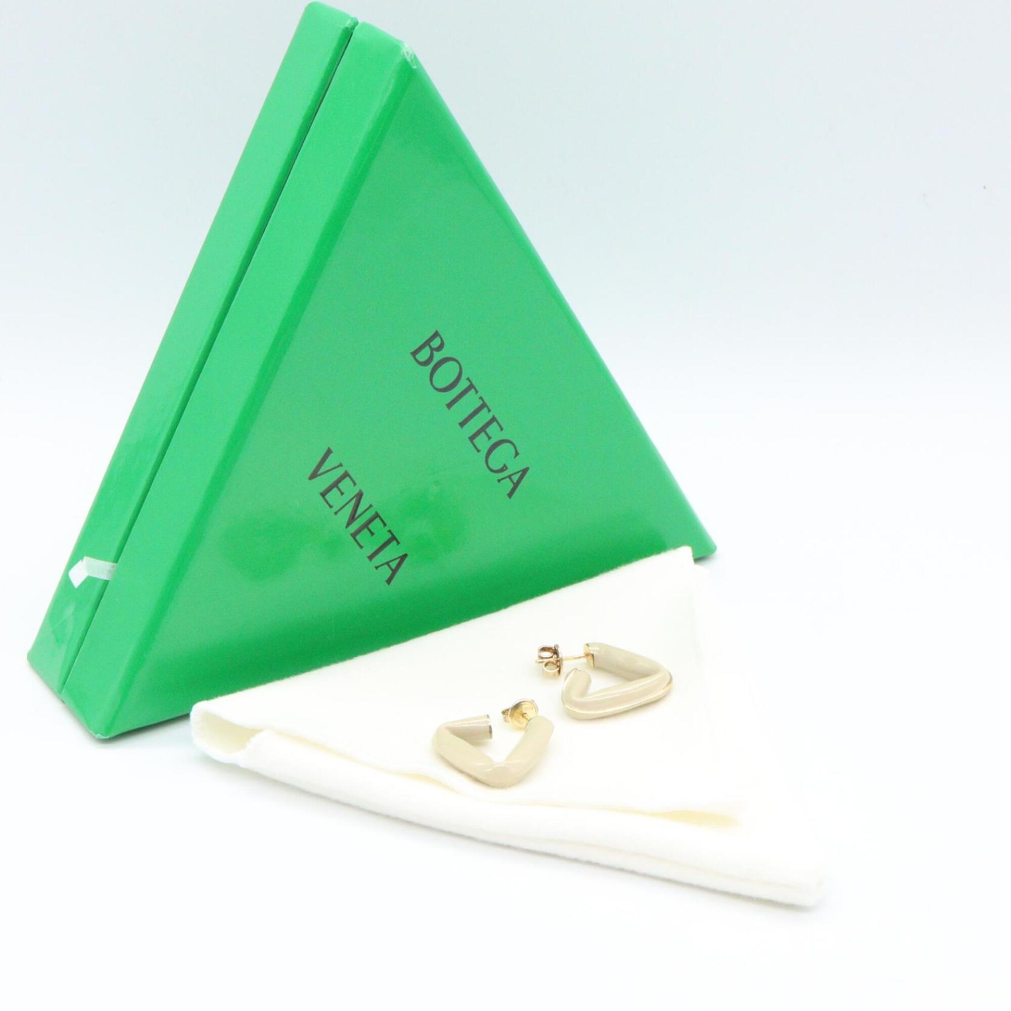 Bottega Veneta Triangle Earrings, Sterling Silver 925, Women's, Gold Tone — Like New