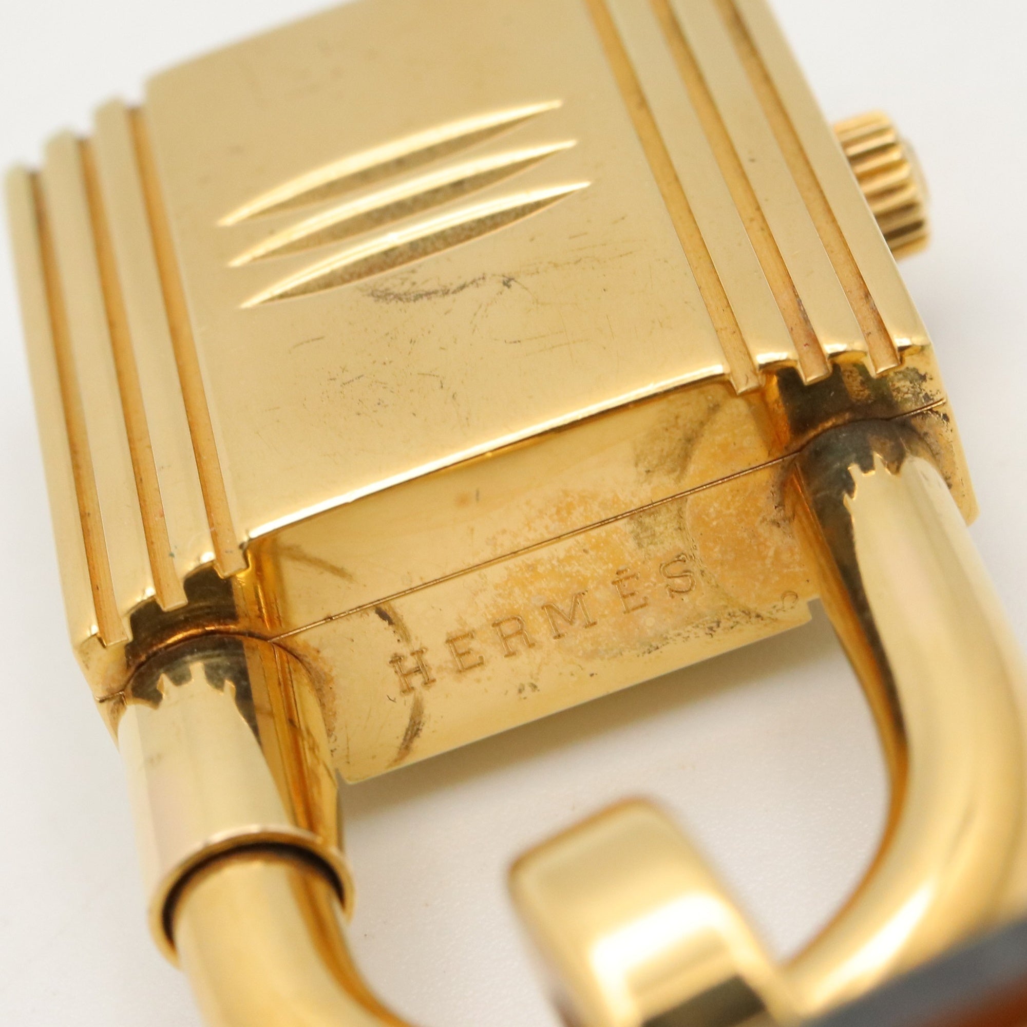 Hermes Kelly Watch, Gold Plated (GP), Leather Strap, Ladies' Champagne Color, KE1.201 — Very Good