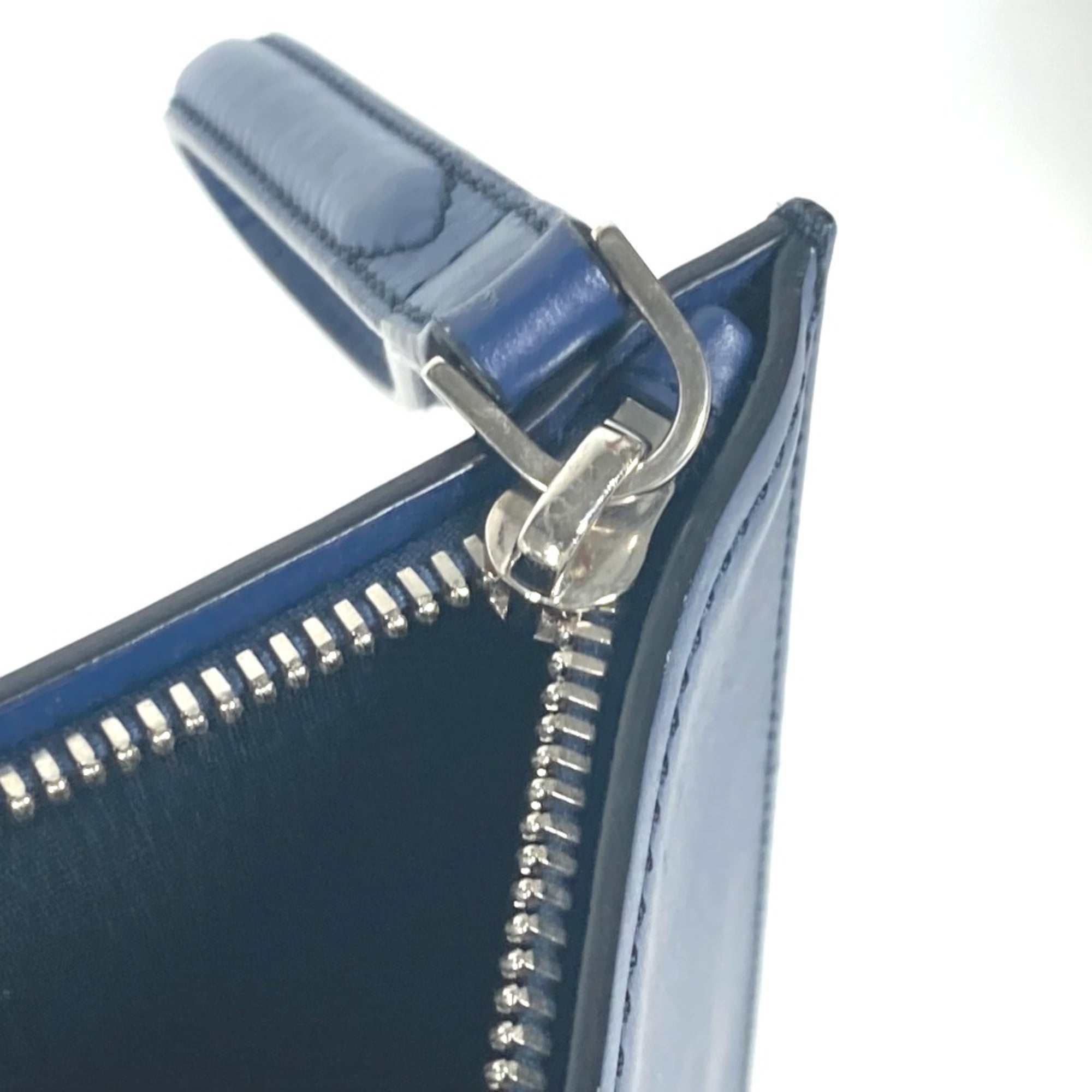 Salvatore Ferragamo Gancini pouch with strap clutch bag leather men's blue — Like New