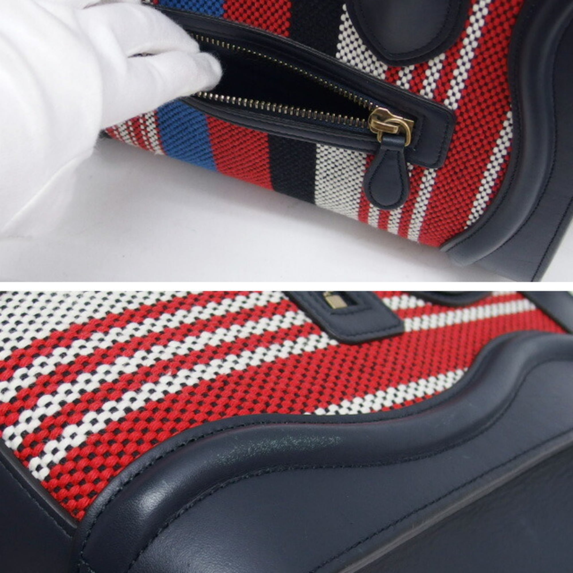 Celine Luggage Micro Shopper Striped Handbag Dark Navy