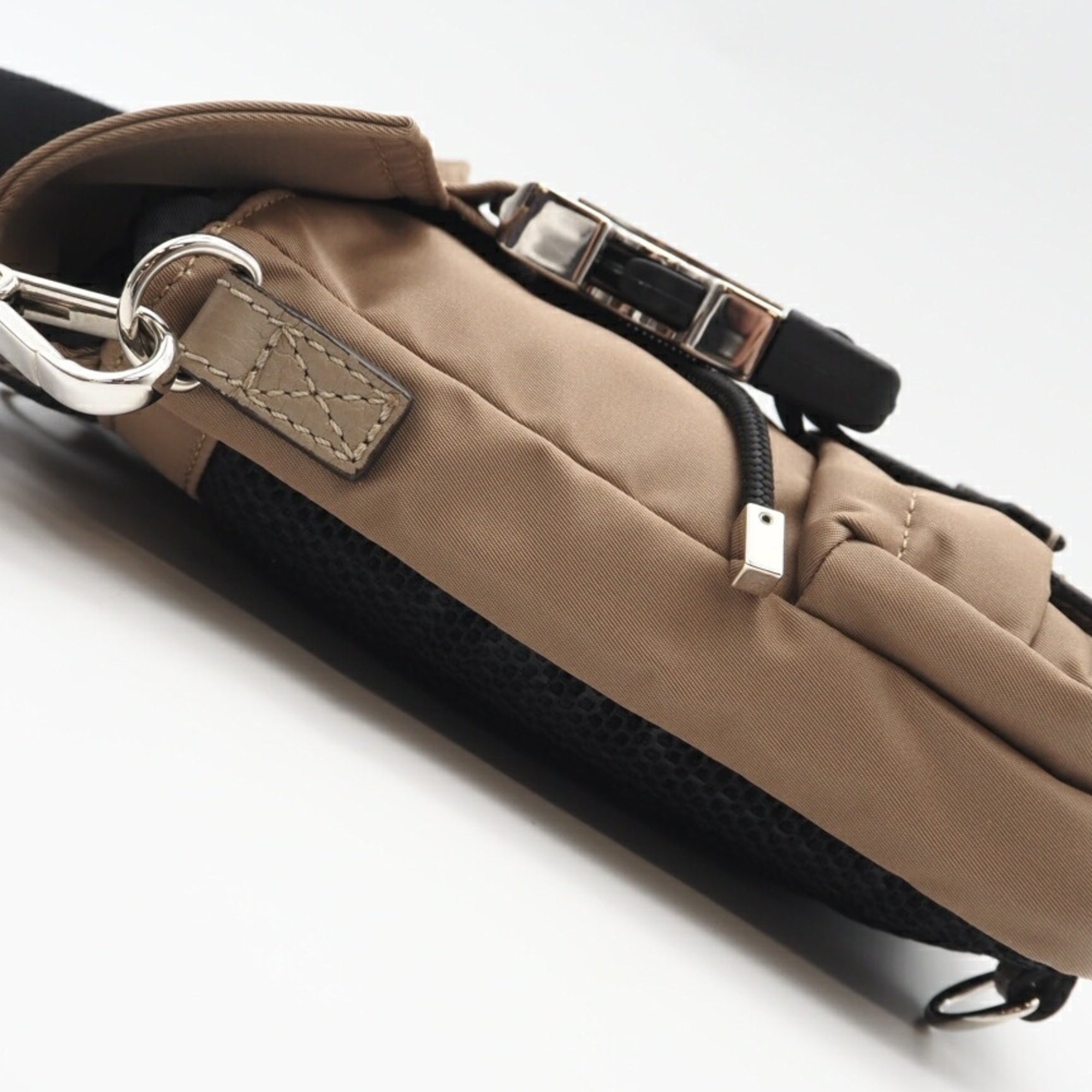 FENDI Zucca Fendines Nylon Shoulder Bag 7VZ068, 2-way shoulder bag, beige, for women — Like New