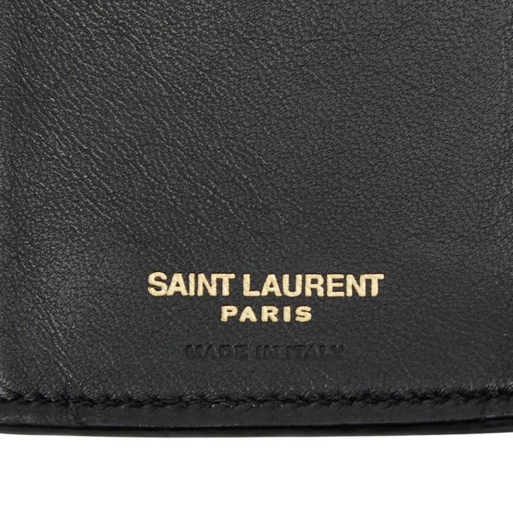Saint Laurent Tiny YSL Logo Crocodile Embossed Continental Wallet 607746 Black Leather Women's SAINT LAURENT