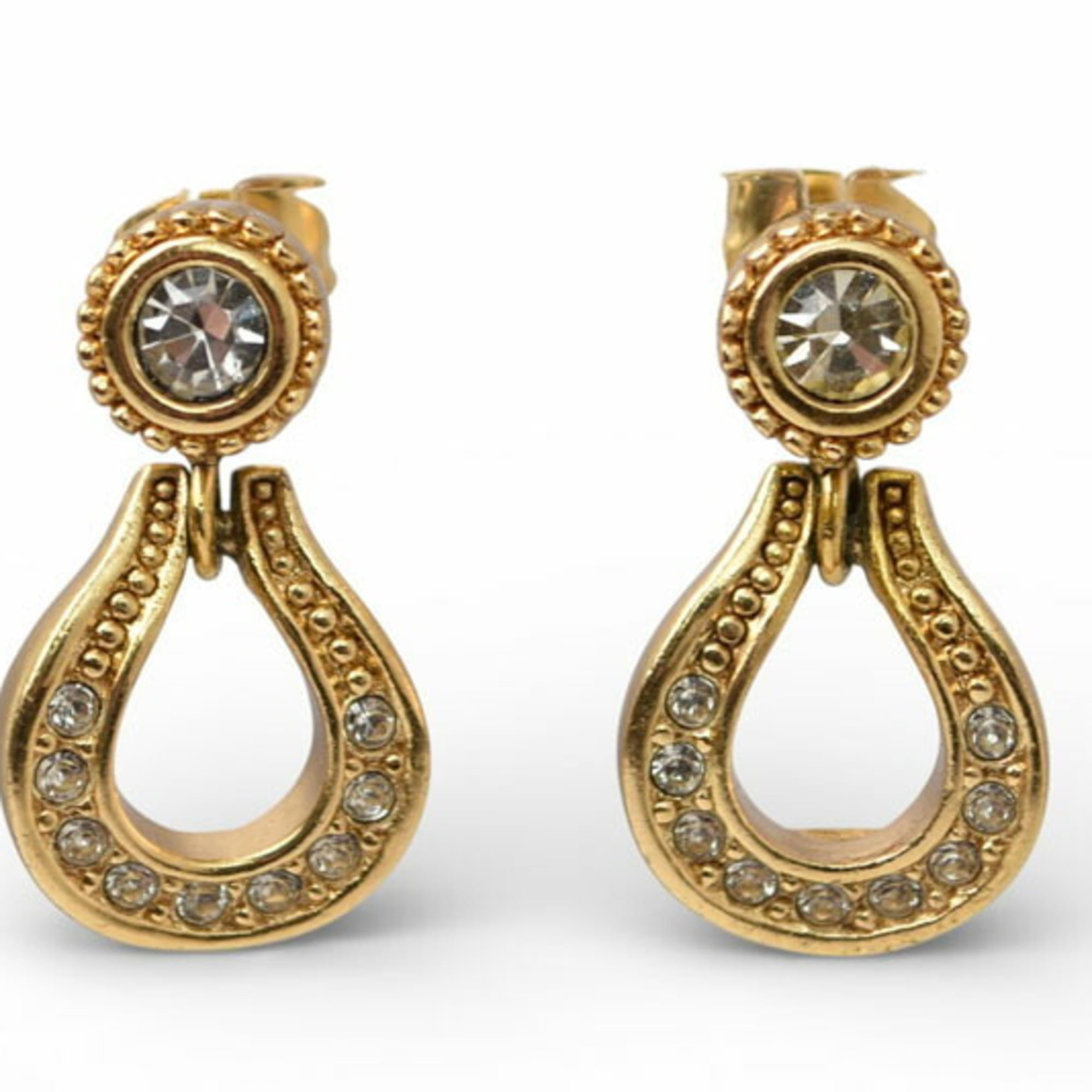 Christian Dior earrings in gold with rhinestones