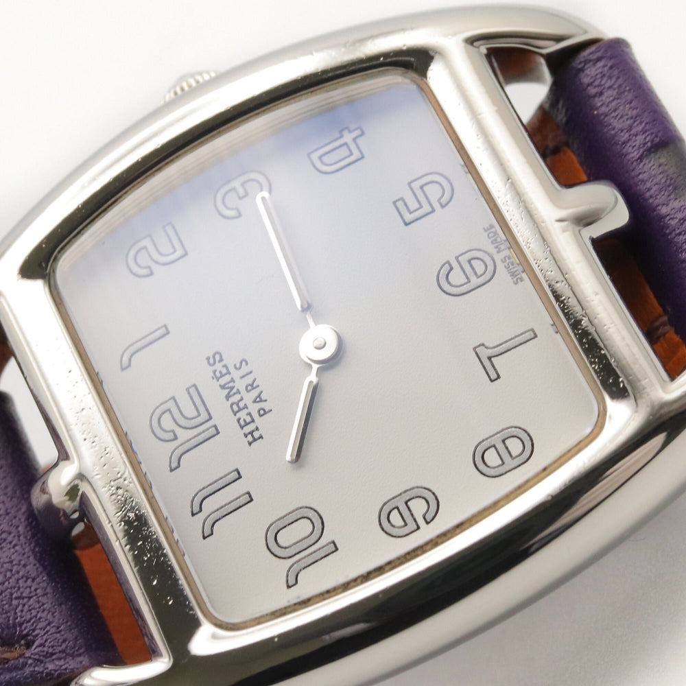 Hermes Cape Cod Tonneau Double Tour Watch, Stainless Steel, Leather Strap, Women's, White (CT1.210) — Very Good