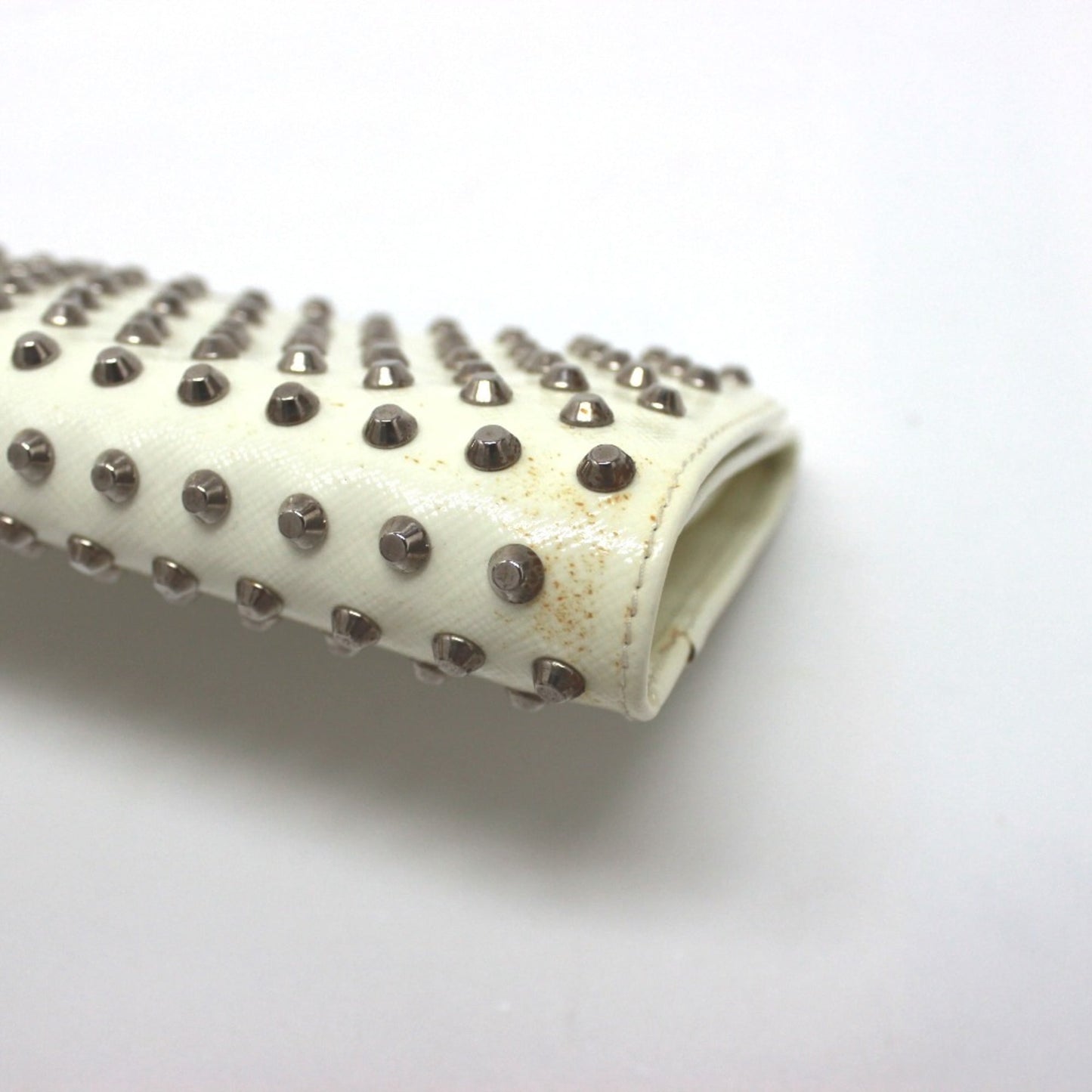 PRADA Prada Wallet Bag Studs Clutch Long Leather Women's White