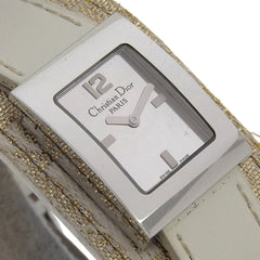 Christian Dior Maris Watch D78-109 Stainless Steel x Shimmer Leather Quartz Analog Display Silver Dial Women's — Good