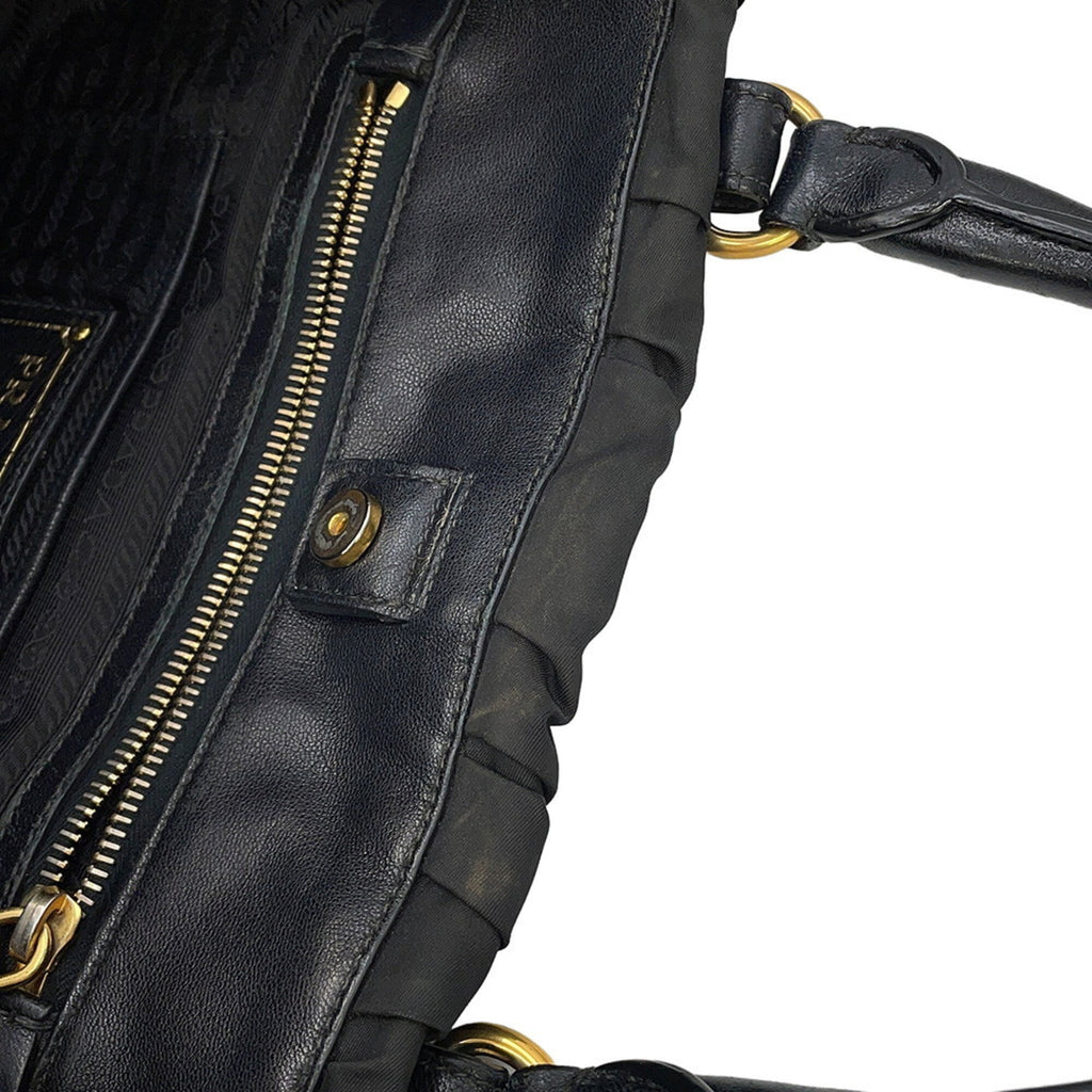 Prada Gathered Nylon Tote Bag BN2346 PRADA 2-Way Black