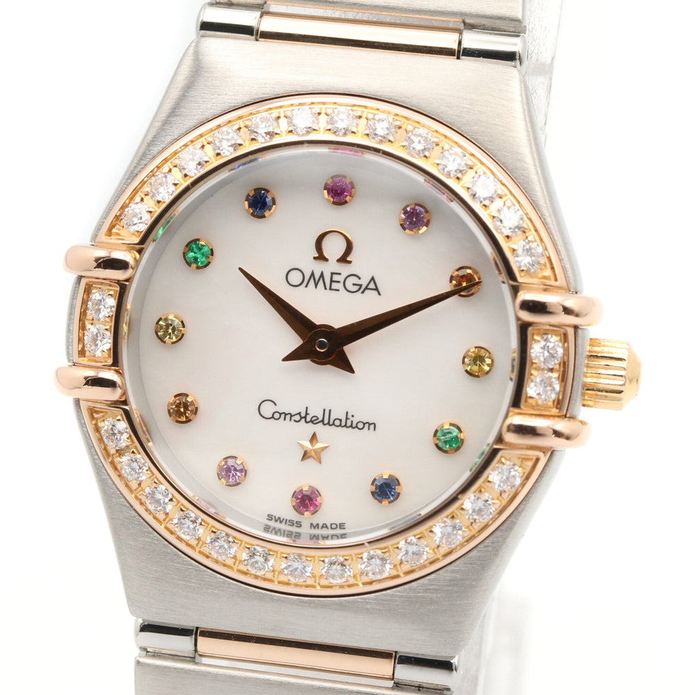 Omega Constellation Mini Iris Diamond Bezel Watch, 18K Pink Gold (PG) Stainless Steel, Diamond, Ladies', White/White Mother-of-Pearl Case, 1360.79 — Very Good