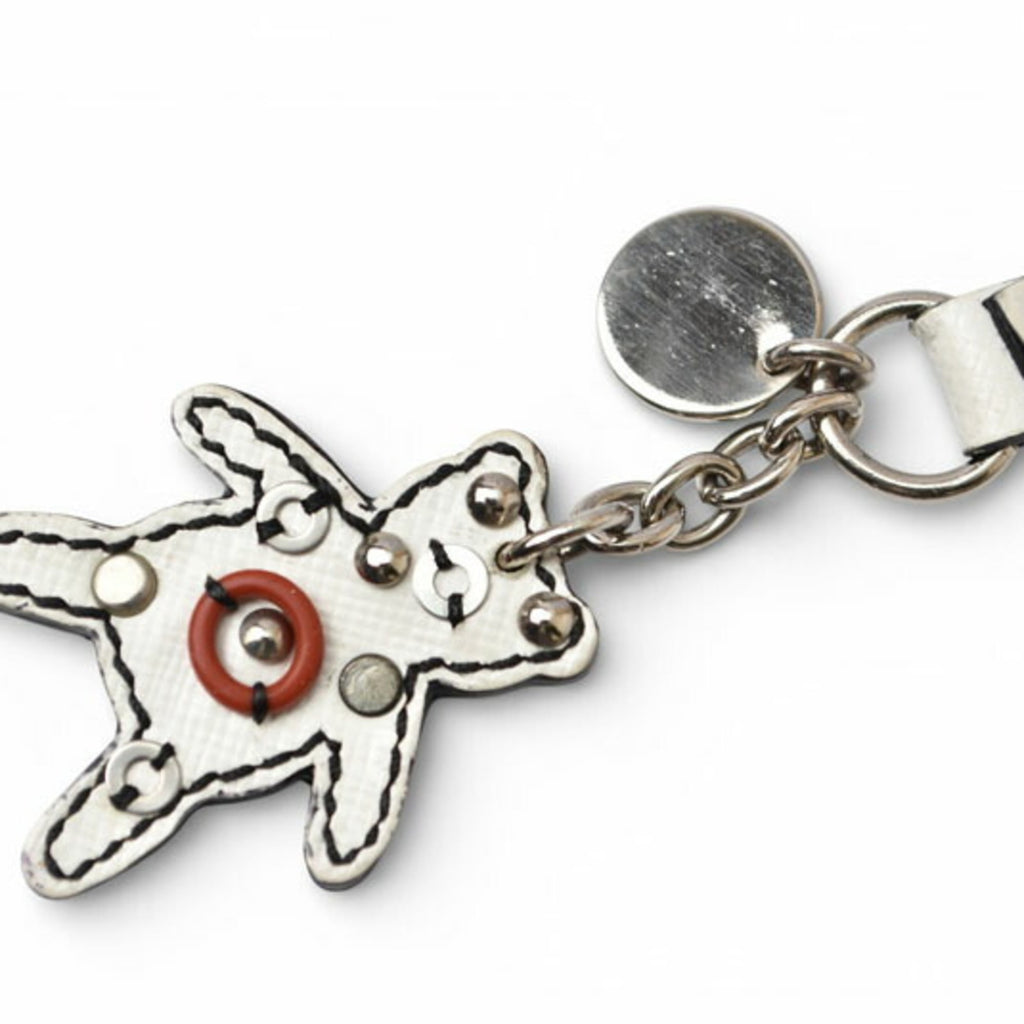 Prada Charm Keychain PRADA Trick Robobear Bear White Red Silver