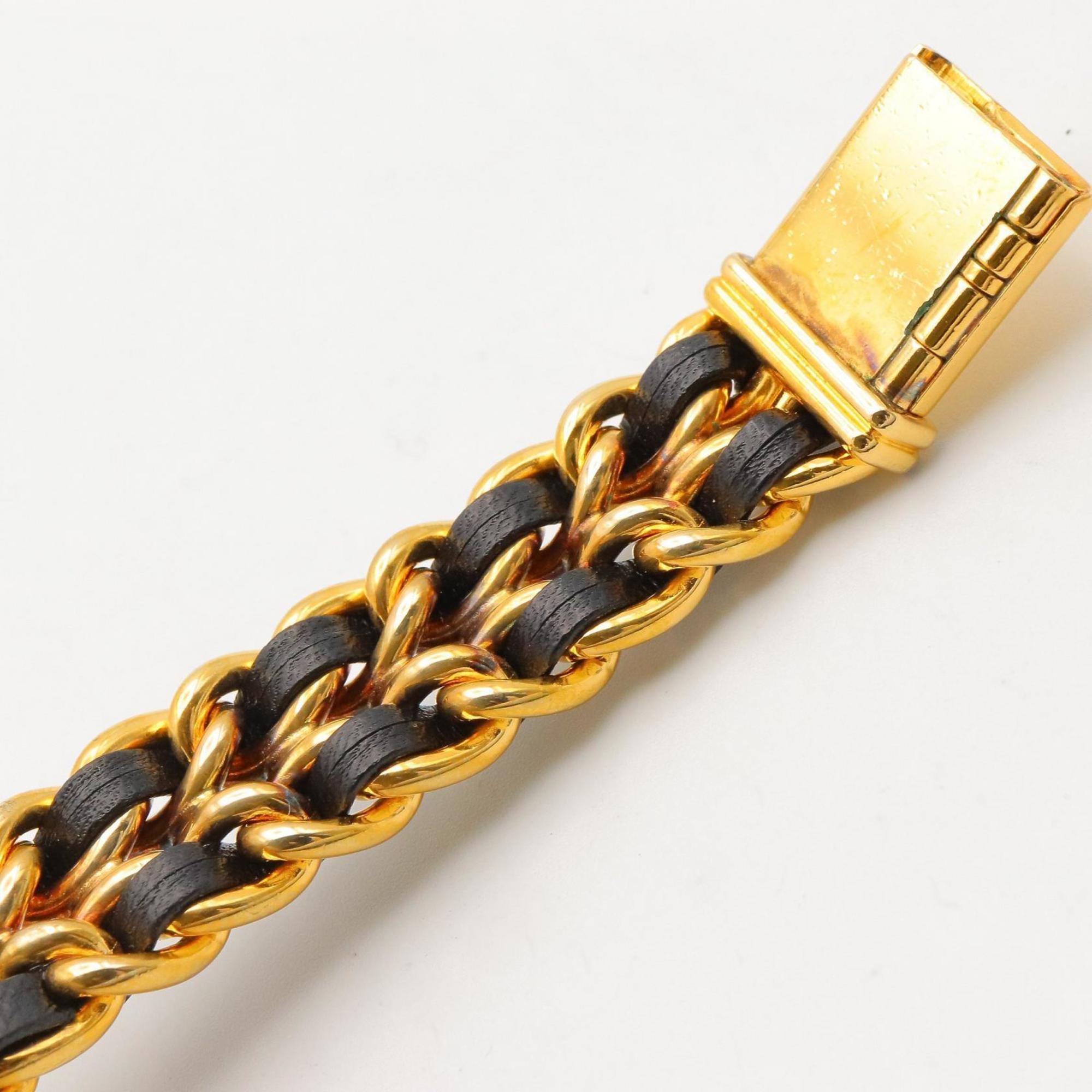 CHANEL Premiere M Watch, Gold-Plated, with Leather Strap, Black, Women's, H0001 — Very Good