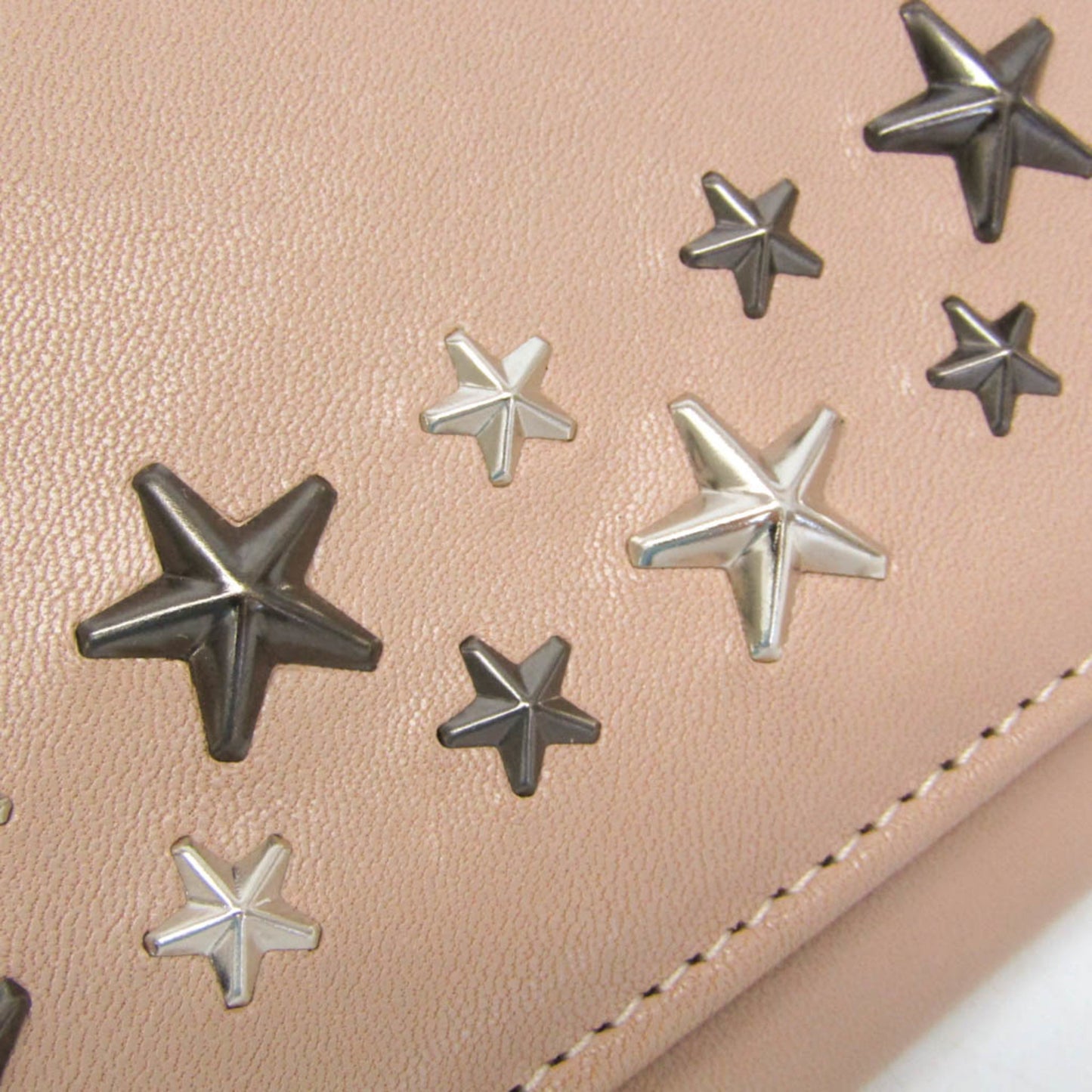 Jimmy Choo NINO J000108501001 Women's Leather Studded Long Wallet (bi-fold) Coral Pink