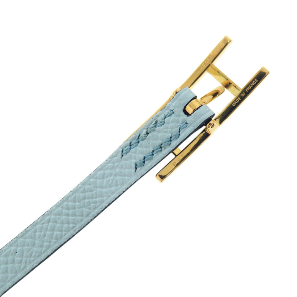 Hermes Double Strand Behapi Tour Bracelet, Veau Swift and Epsom Leather, Light Blue Green, 1484HERMES — Like New