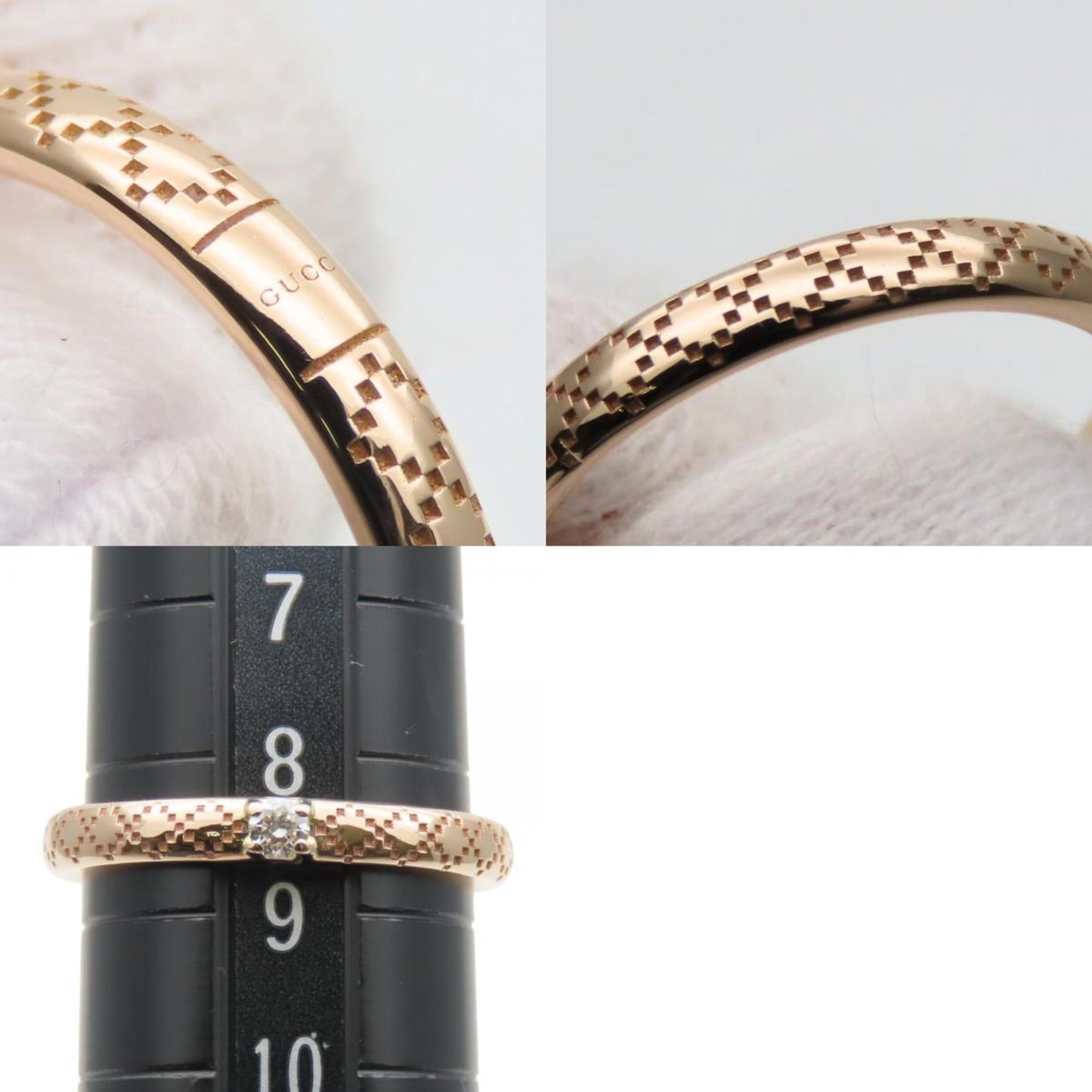 Gucci Diamante 9 Ring, 18KPG with Diamonds, Approx. 2.6g, 1PD, Women's, GUCCI