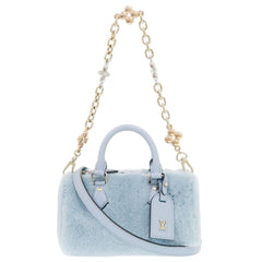 Louis Vuitton Nano Speedy M11399 IC 2-Way Leather Mink Fur Light Blue Handbag LV 1052 LOUIS VUITTON — Like New