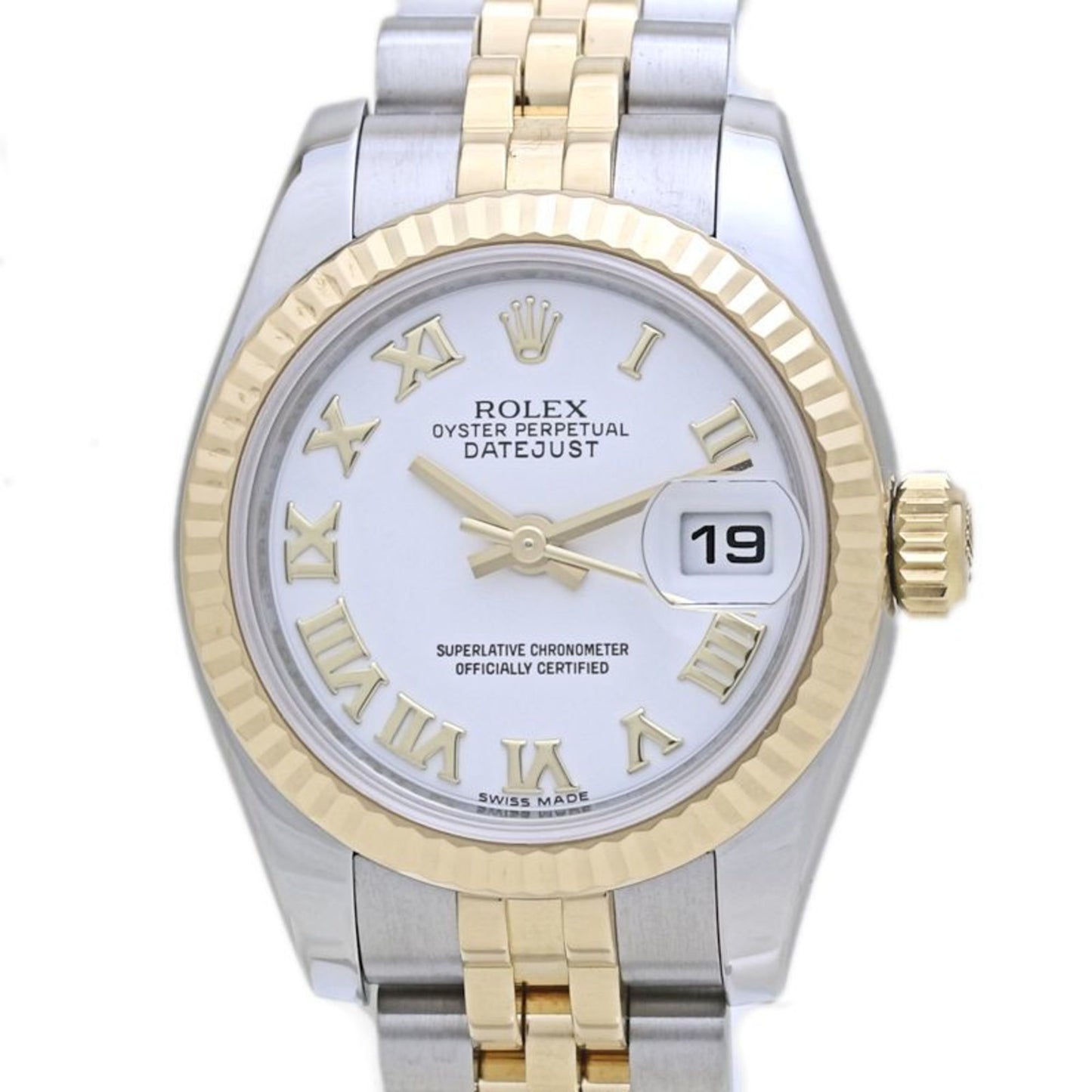 ROLEX Rolex Datejust White Roman numerals, random number 179173, women's watch in 18K yellow gold and stainless steel, 40129