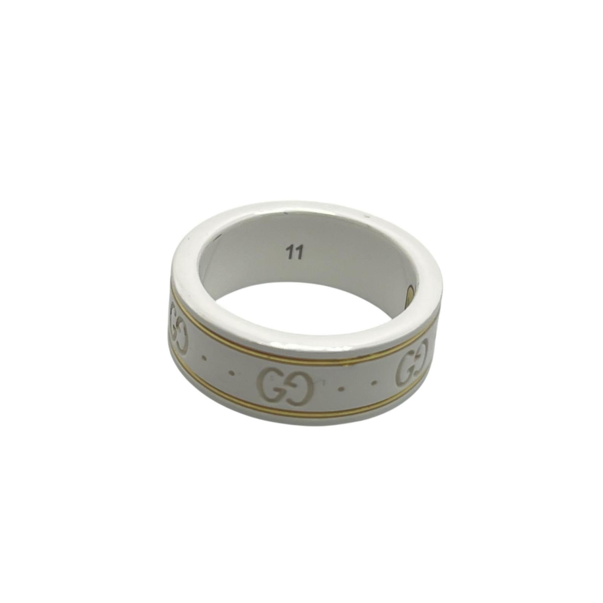 Gucci GG Icon Ring in 18K Yellow Gold with White Zirconia, White, for Men