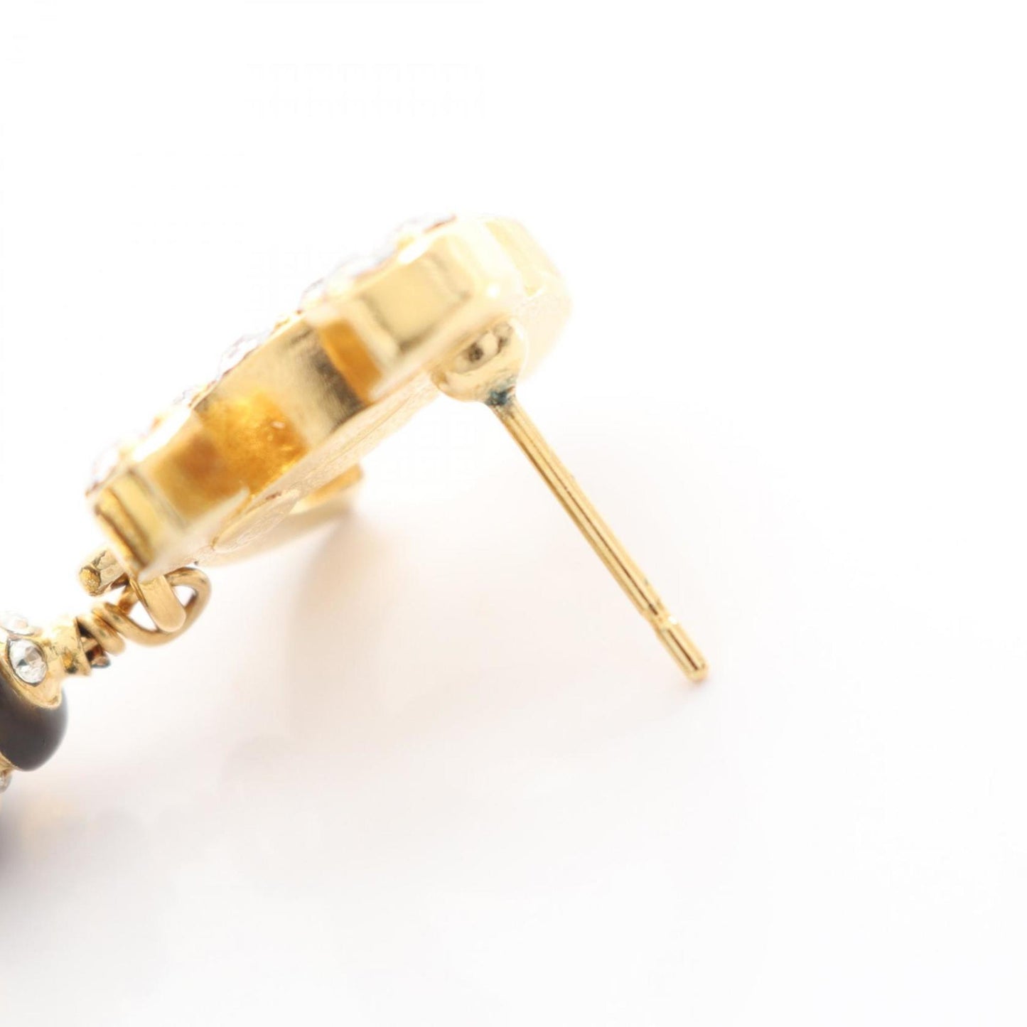 CHANEL Coco Mark Earrings with Gold Plated Rhinestones for Women, Available in Gold, White, and Black