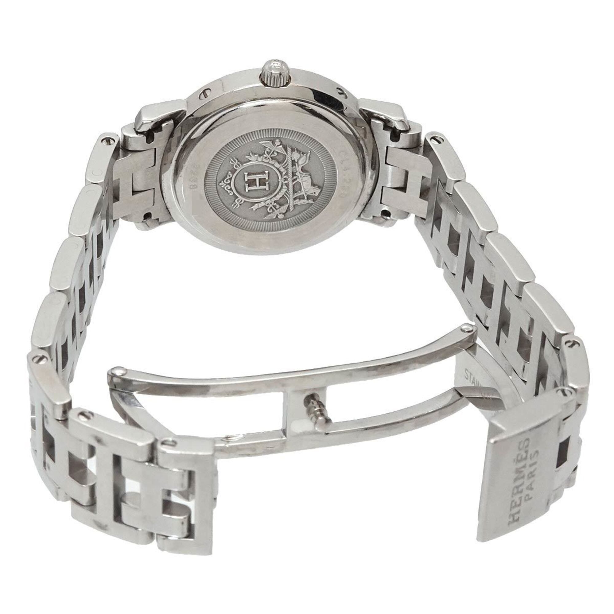 Hermes Clipper Nacre CL4 230 Women's Watch, 12-Diamond Bezel, White Shell, Quartz Watch — Very Good