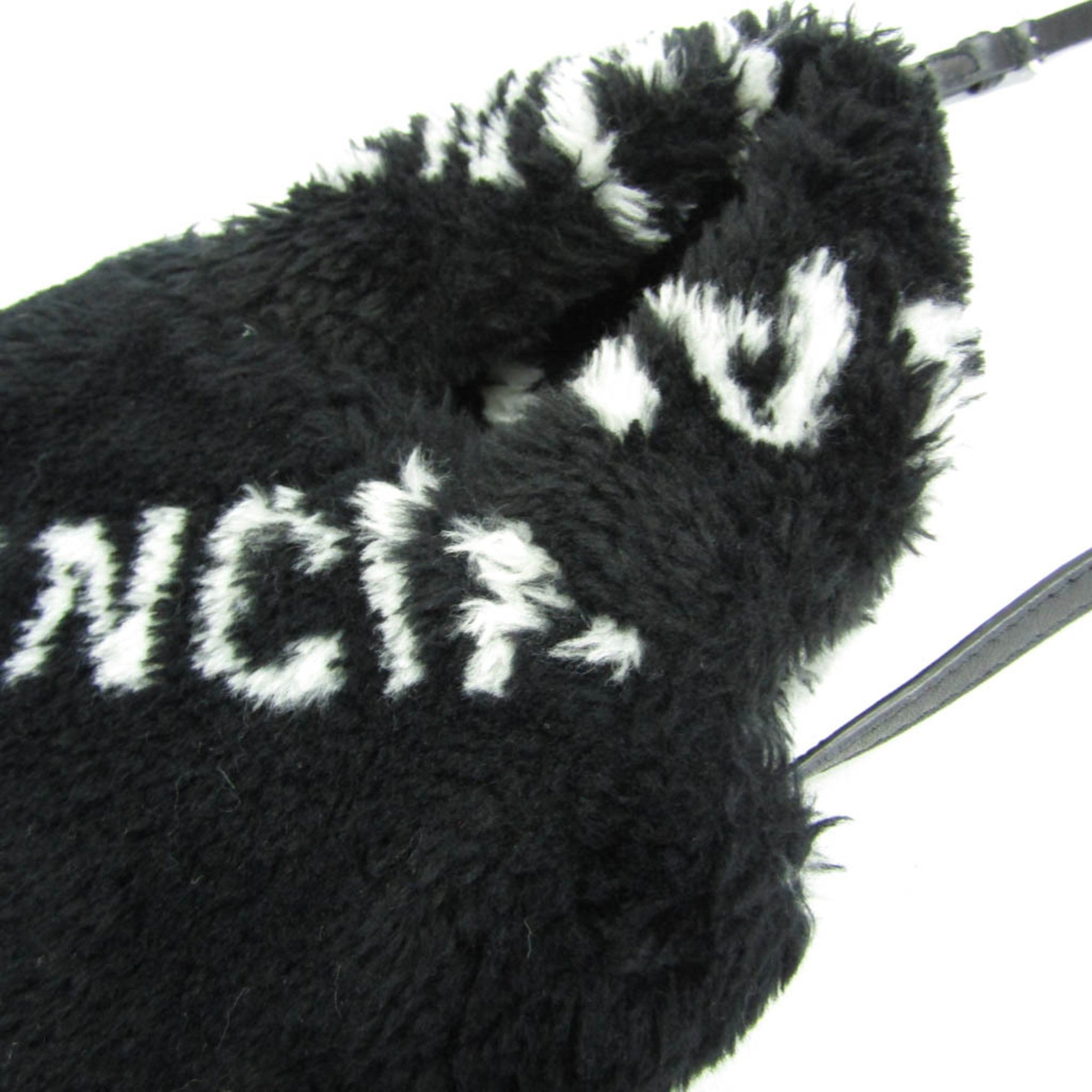 Balenciaga Everyday Phone Holder 596564 Women's Leather,Faux Fur Handbag,Shoulder Bag Black,White — Like New