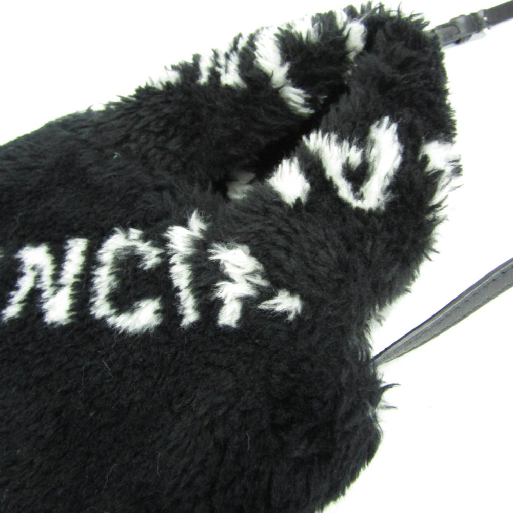 Balenciaga Everyday Phone Holder 596564 Women's Leather,Faux Fur Handbag,Shoulder Bag Black,White — Like New