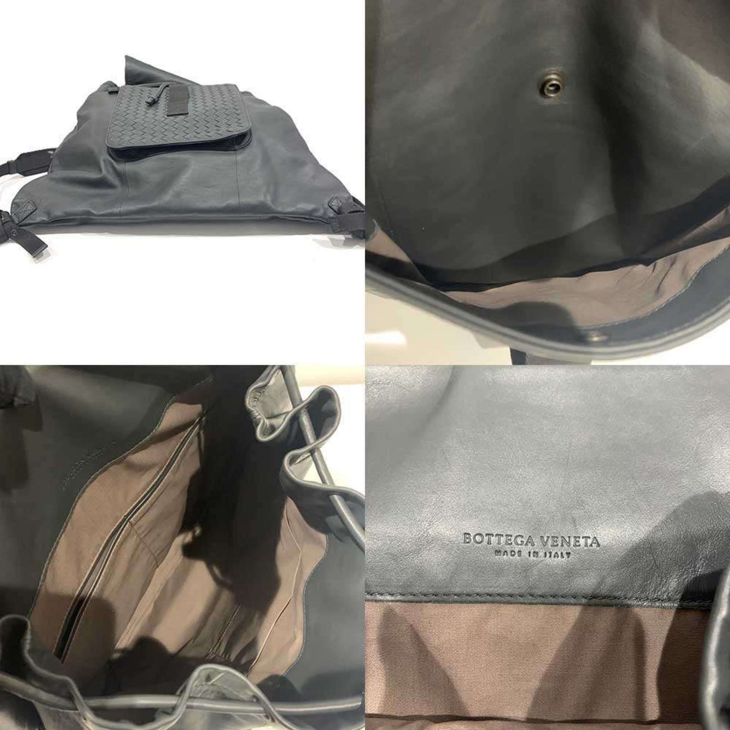 Bottega Veneta Intrecciato Calf Leather Backpack in Gray