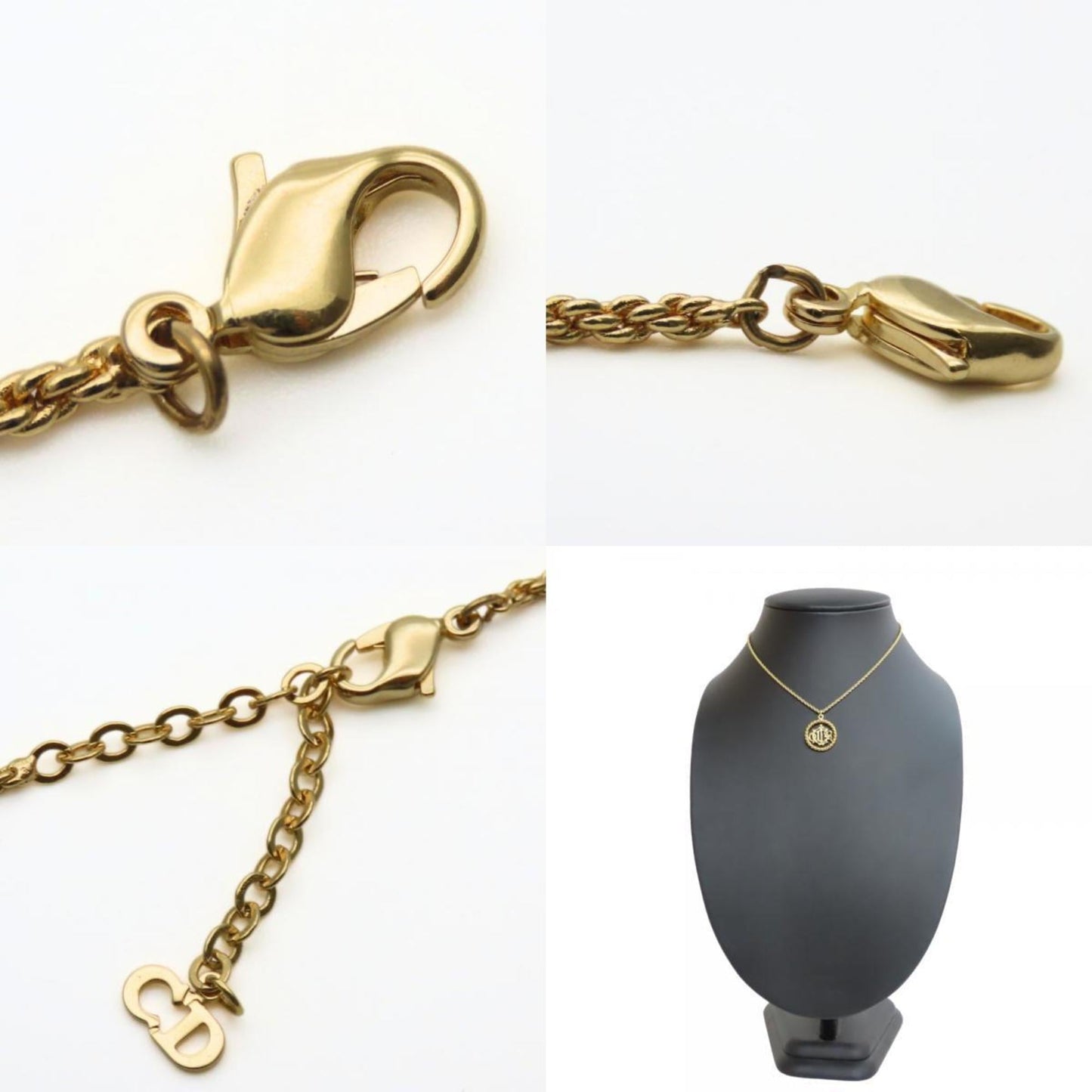 Christian Dior Necklace Emblem Metal Gold GP Plated Women's