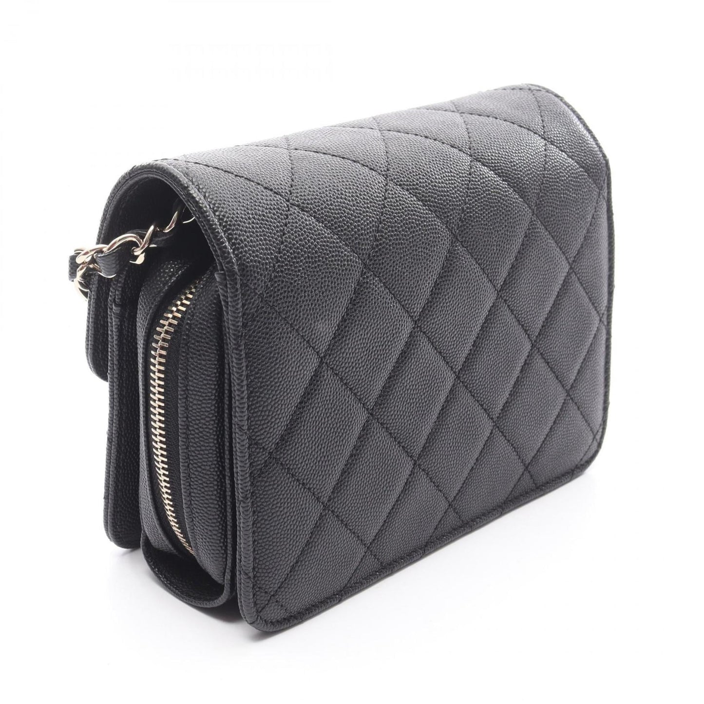CHANEL Matelasse Mini Flap Shoulder Bag in Grained Calfskin Leather, Black, Women's, AS3002