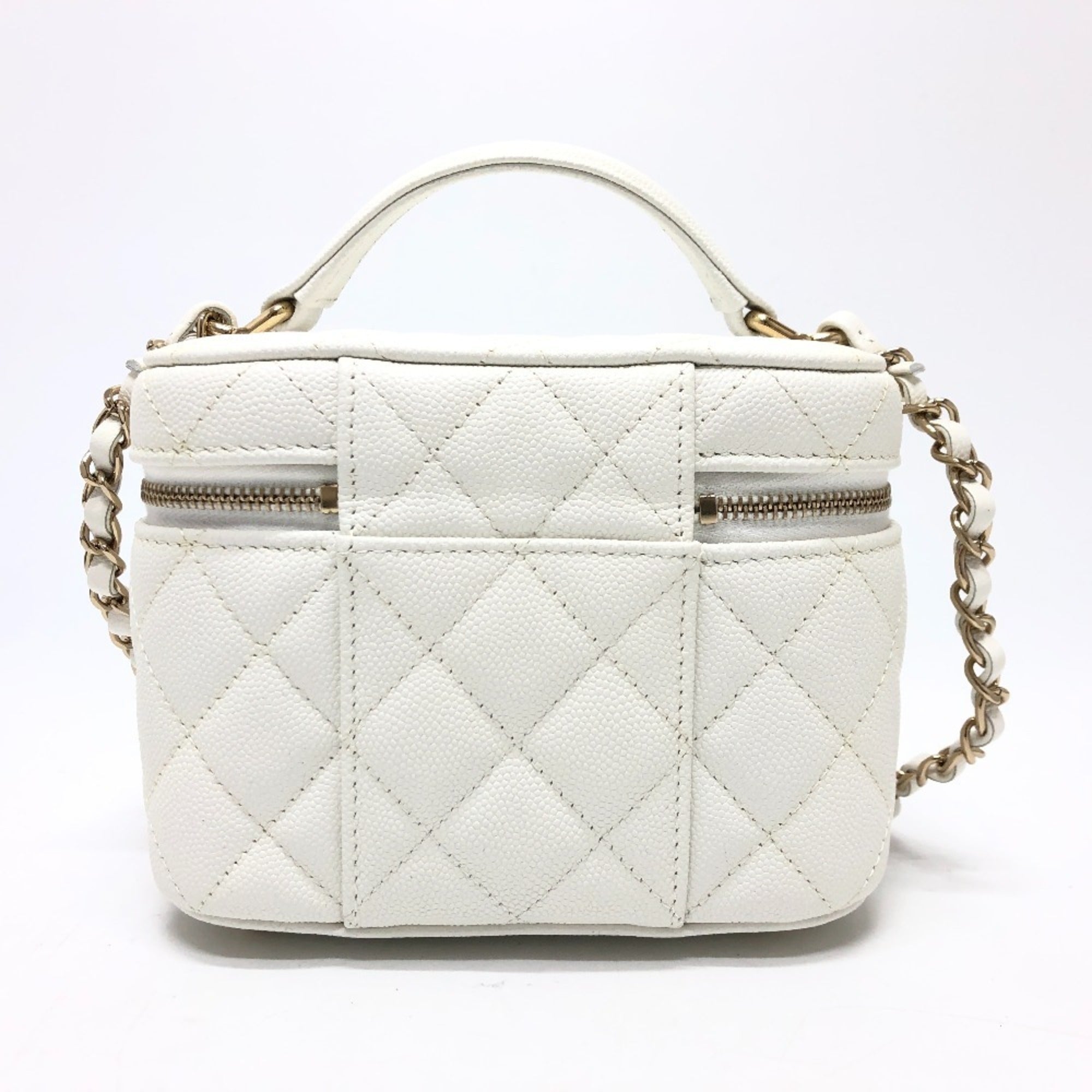 CHANEL AS3171 Coco Mark CC Vanity Bag Chain Handbag Shoulder Caviar Skin Women's White — New - Store Return