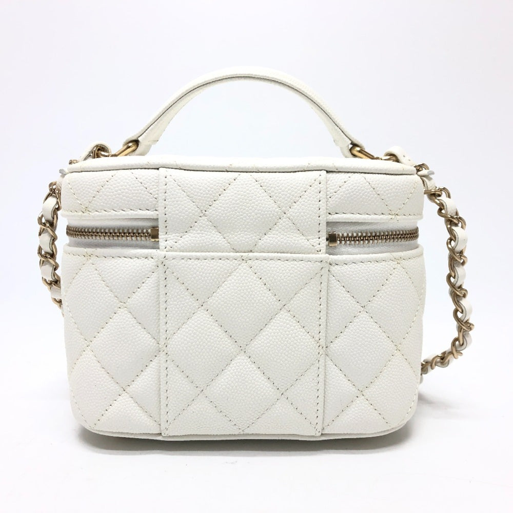CHANEL AS3171 Coco Mark CC Vanity Bag Chain Handbag Shoulder Caviar Skin Women's White — New - Store Return