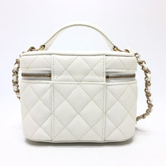 CHANEL AS3171 Coco Mark CC Vanity Bag Chain Handbag Shoulder Caviar Skin Women's White — New - Store Return
