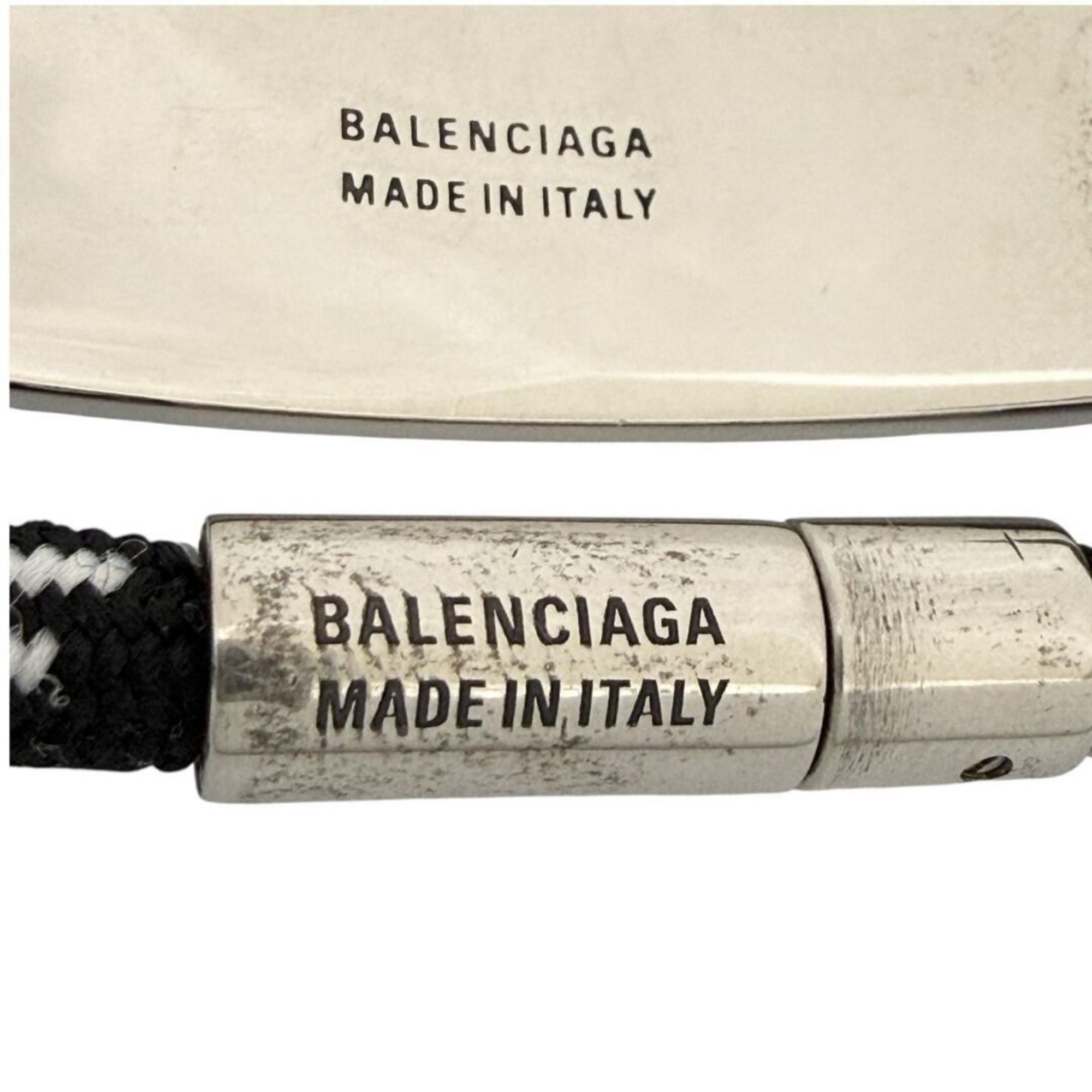Balenciaga Men's Cord Bracelet with Plate, Double Wrap, Adjustable Size — Like New
