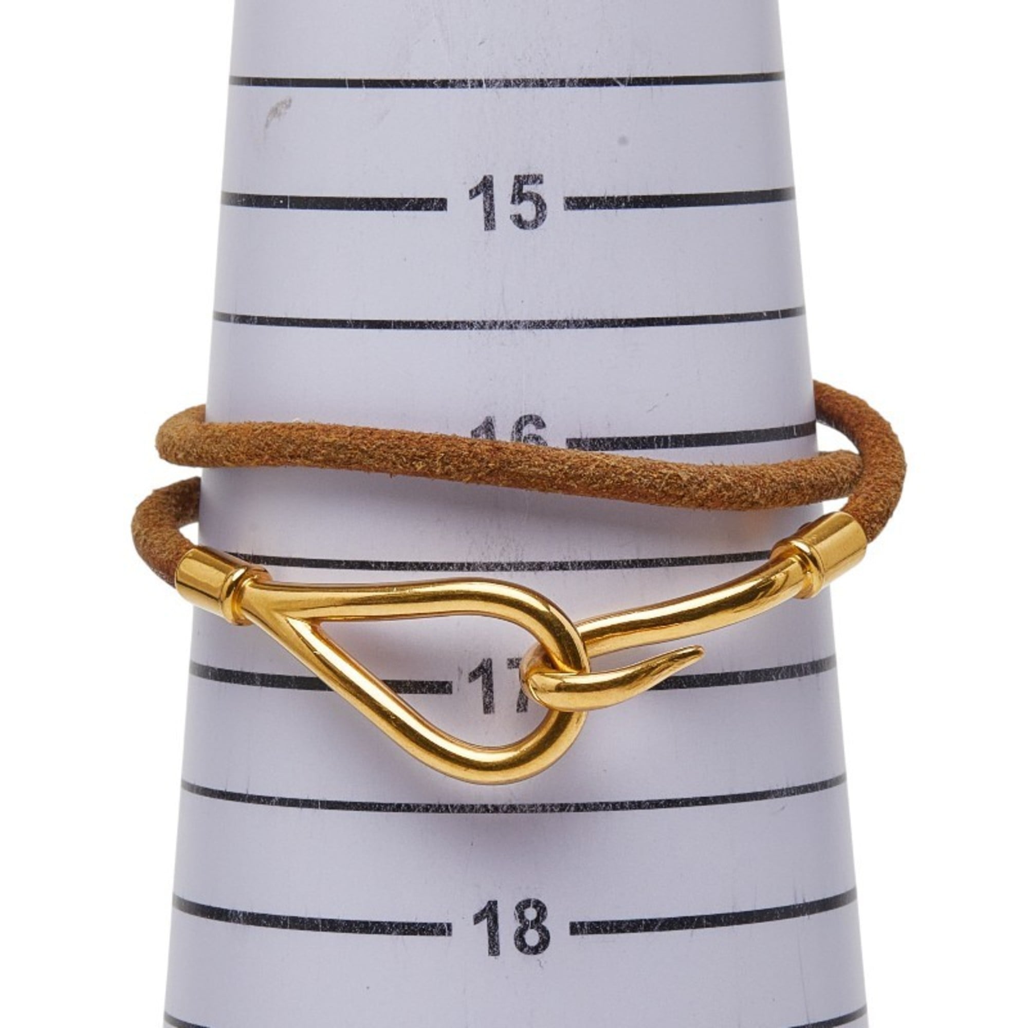 Hermes Jumbo Bracelet Choker in Brown Gold Plated Leather for Women