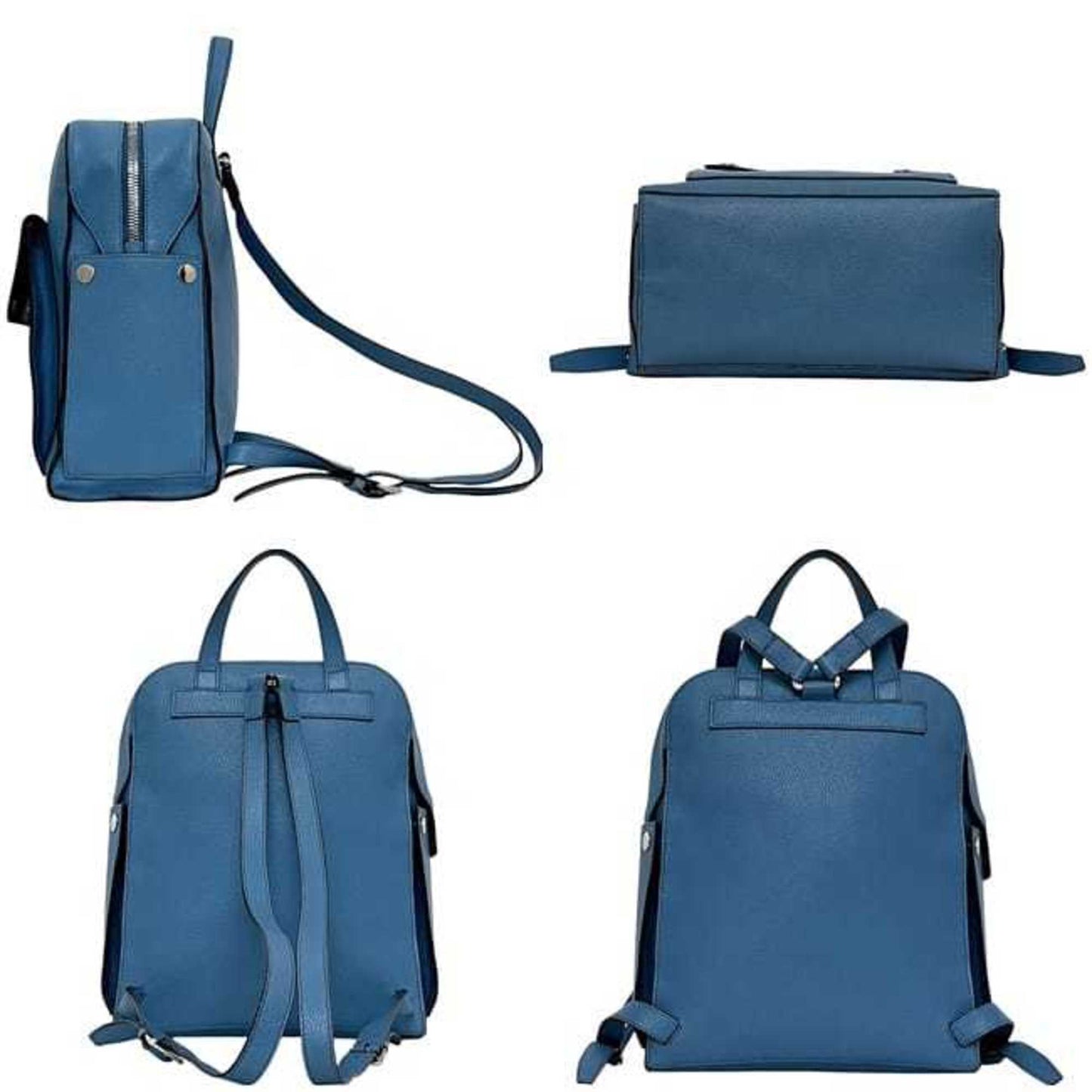 Prada Backpack f-24519 Light Blue 2VZ040 Leather Vitello Dino 56 10 PRADA Rucksack Triangular Plate Bag Men's Women's