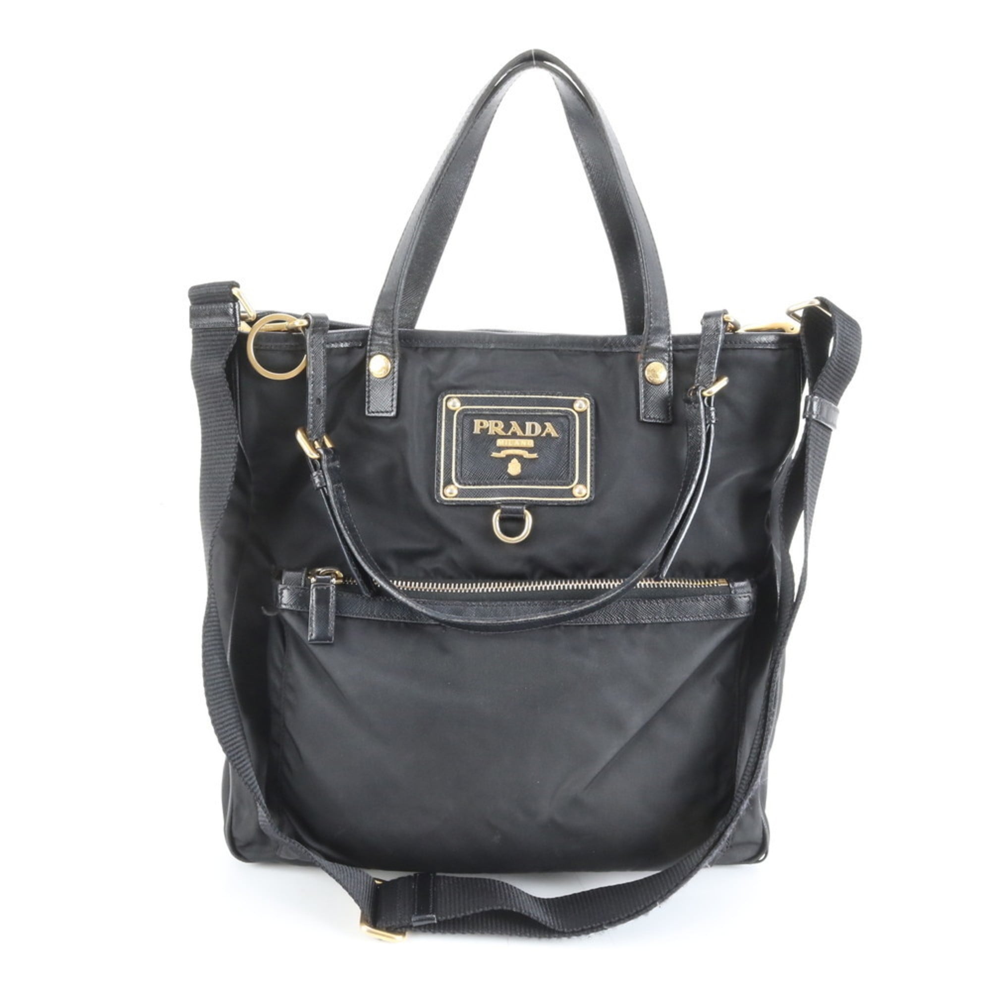 Prada Tessuto Nylon and Saffiano Leather 2-Way Shoulder Bag, Handbag, Tote Bag for Women