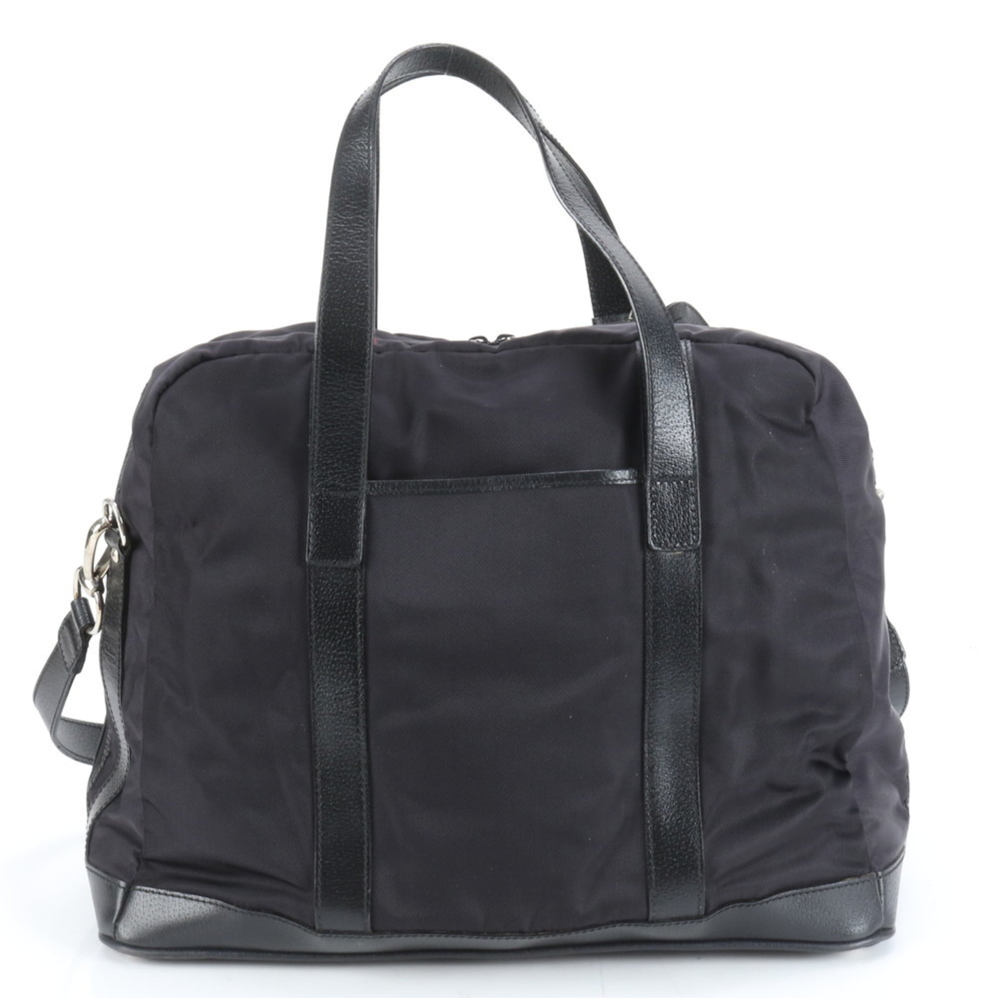 Gucci Leather 2-Way Boston Bag, Shoulder Tote Travel Black, Men's