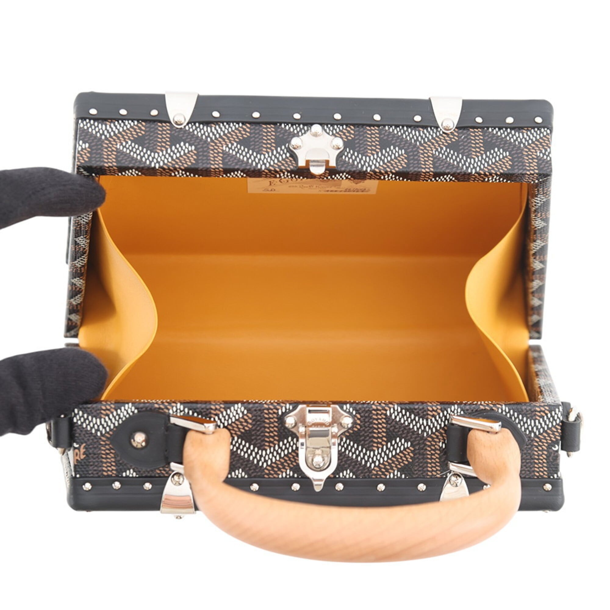Goyard Saigon Mini Trunk Bag Wood SAIMA3MINTY01CL01P GOYARD Black 2-way Handbag — Like New