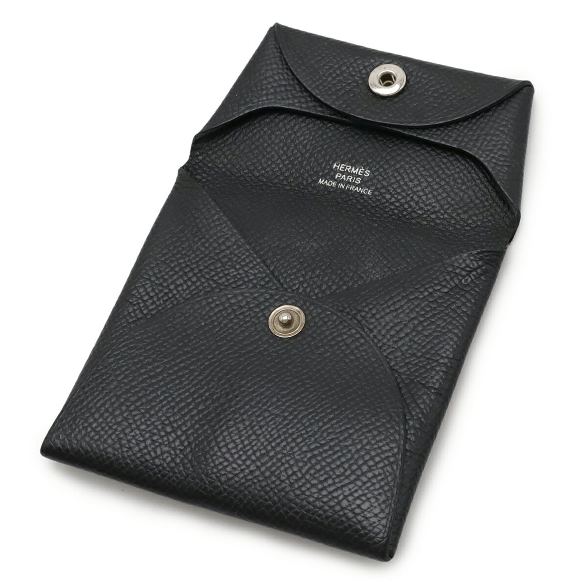 HERMES Bastia coin case, wallet, purse, Veau Epsom leather, black, U stamp