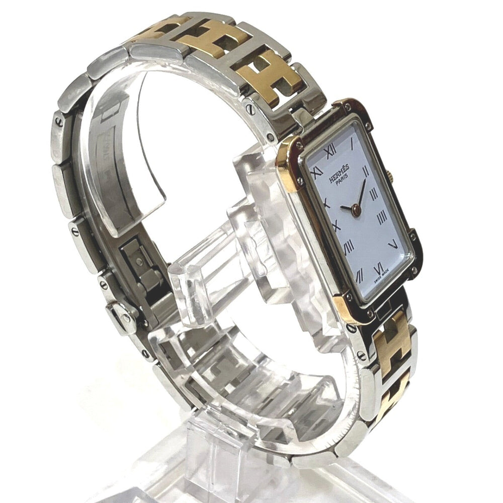 Hermes Croisière NB watch, total weight 43g, stainless steel, quartz movement, white dial, CR1.220 battery — Good