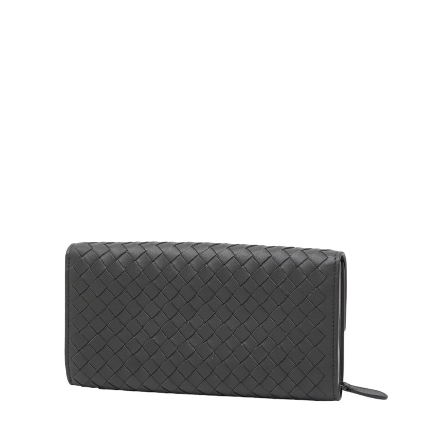 Bottega Veneta Intrecciato Long Wallet Gray Leather Women's BOTTEGAVENETA