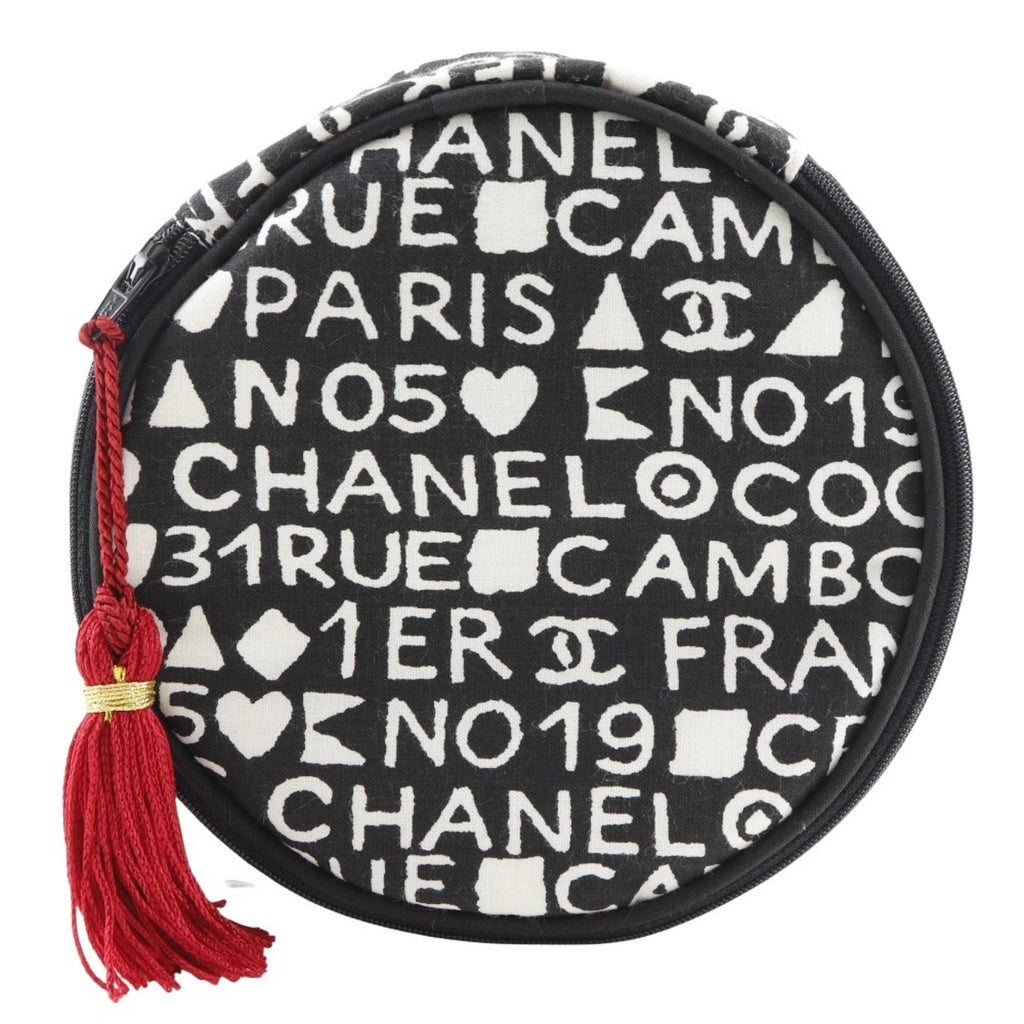 Chanel 31rue Cambon Makeup Pouch, Novelty, Cotton, Black, Zippered, Women's