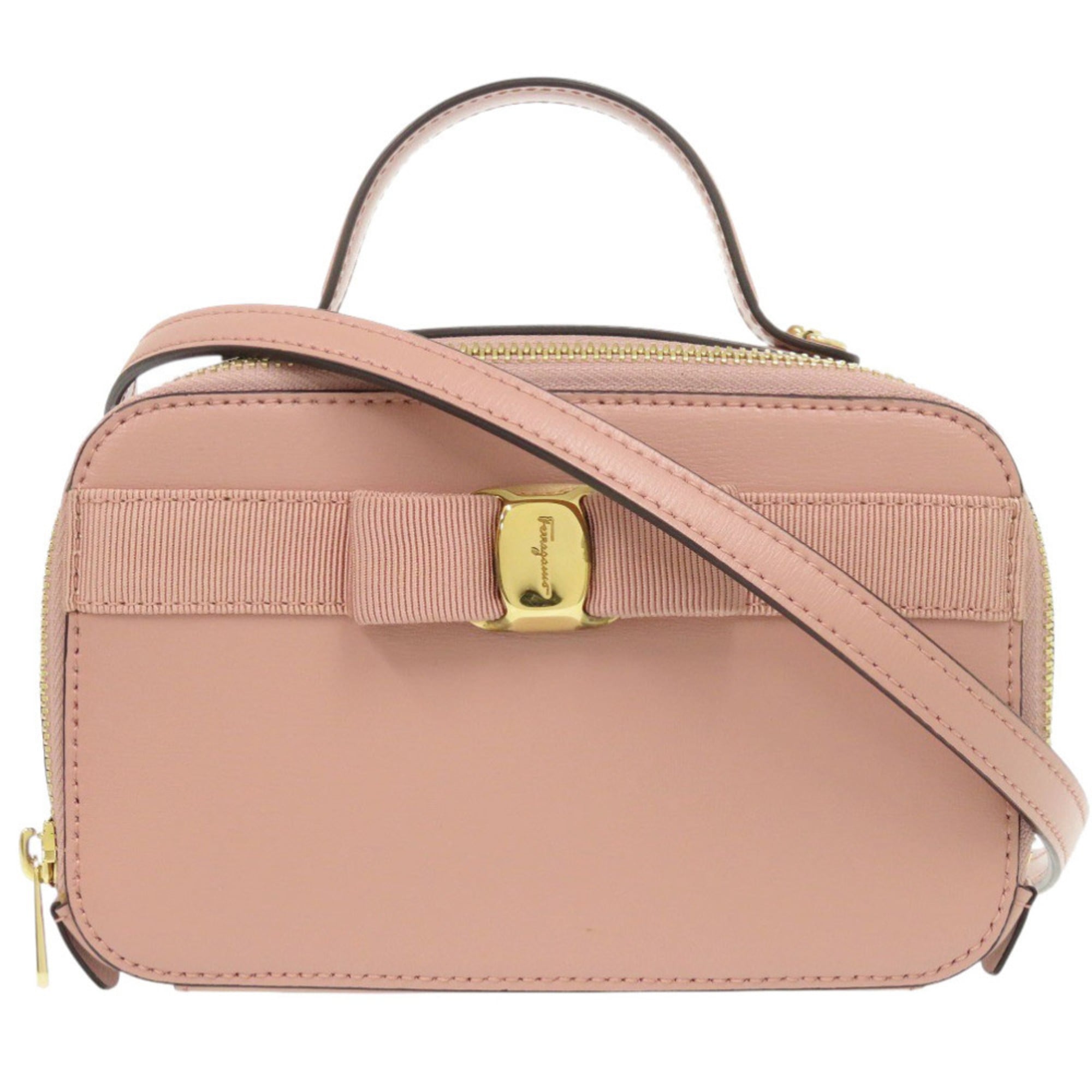 Excellent condition Salvatore Ferragamo 2-way Vara Ribbon leather pink shoulder bag 0588