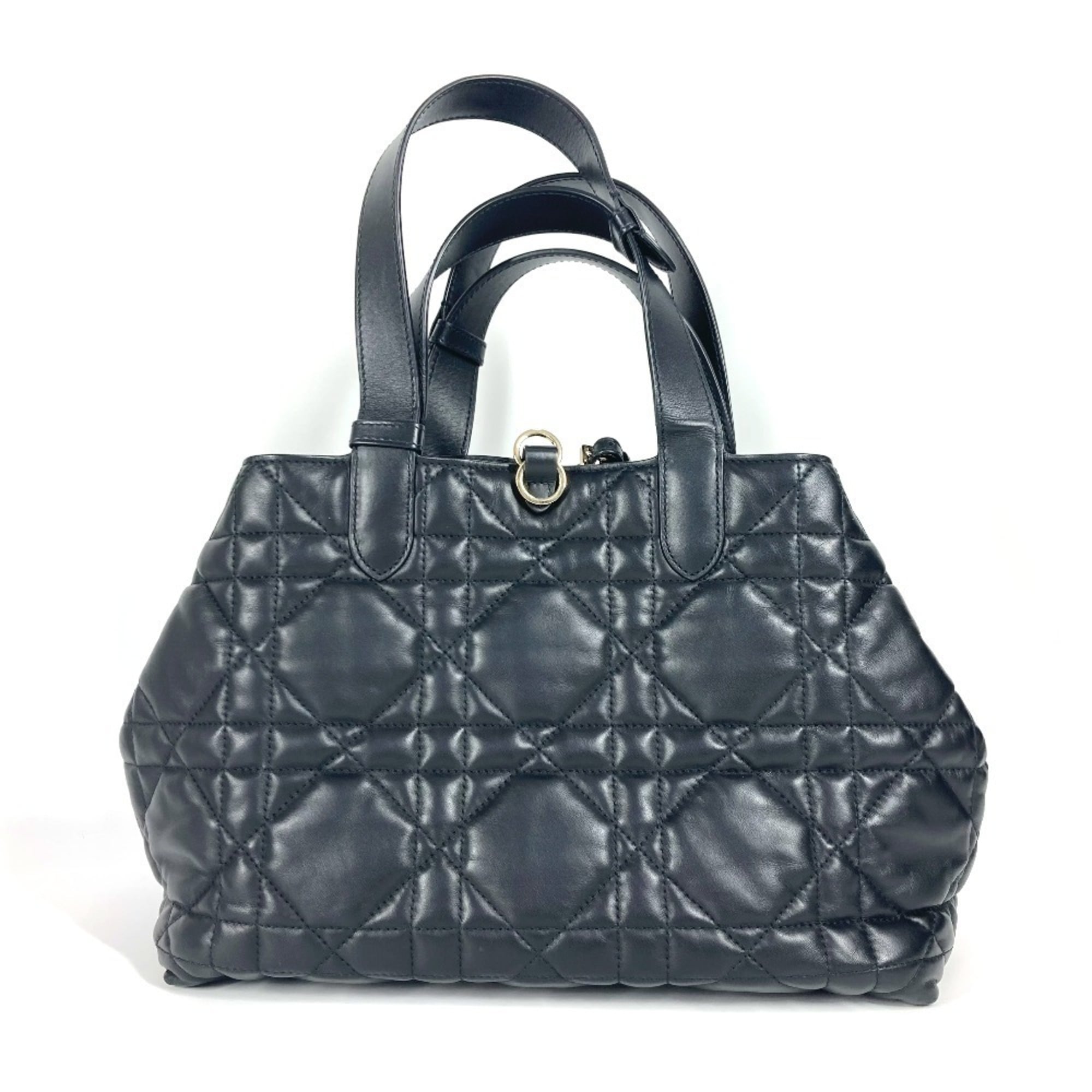 Christian Dior Dior M2821OSHJ 2WAY Bag Toujour Medium Tote Handbag with Pouch Shoulder Calfskin Women's Black — Like New